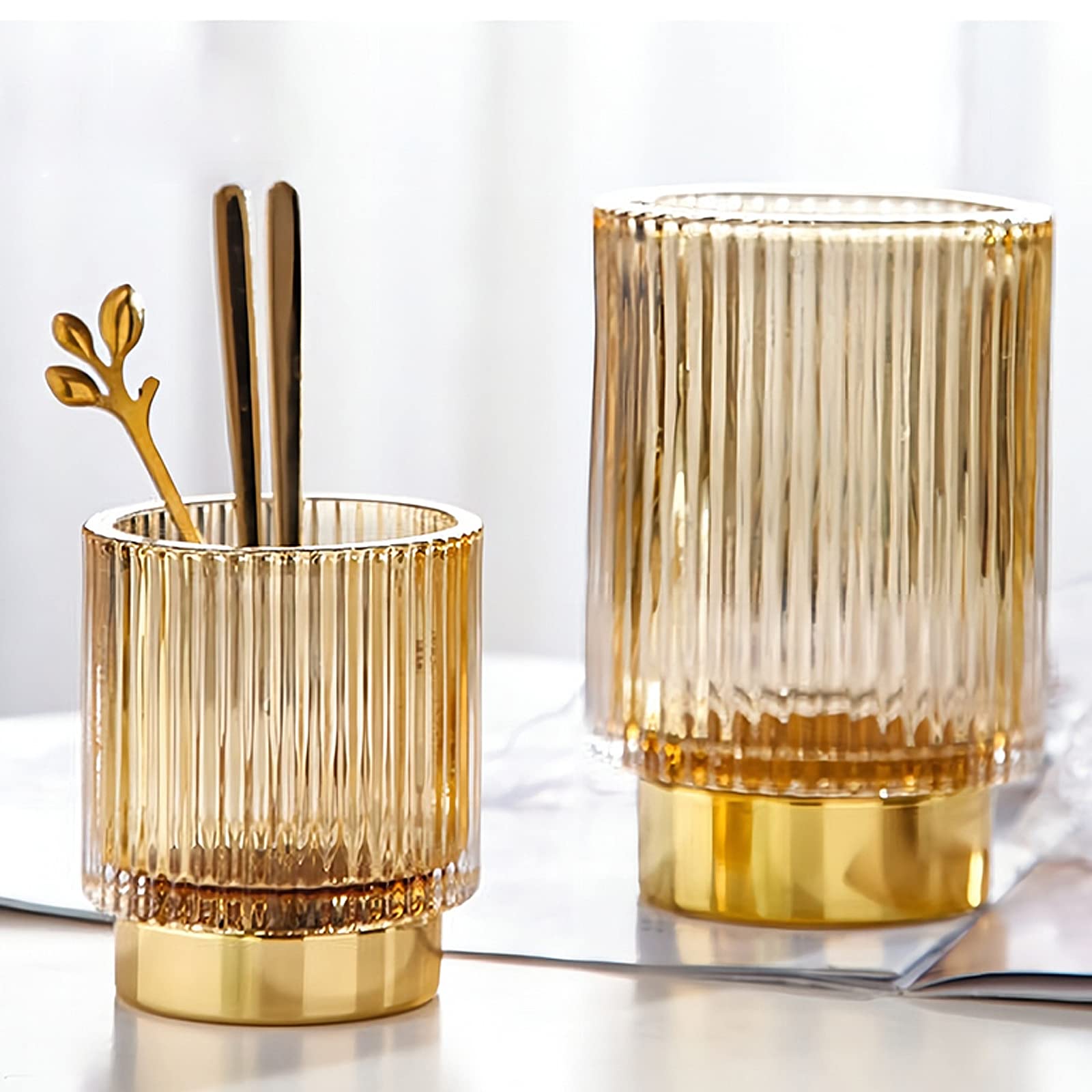 DASITON Makeup Brush Holder Organiser, Crystal Cosmetic Make Up Brush Holder, Glass Makeup Brushes Storage Organiser - Image 2