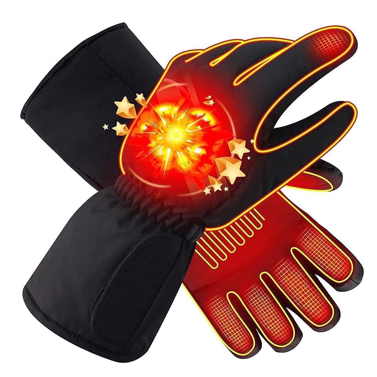 Guantes térmicos Guantes de Invierno para Hombres y Mujeres, 3 Niveles de Calentamiento Pantalla táctil Guantes térmicos Impermeables para Esquiar Snowboard Pesca