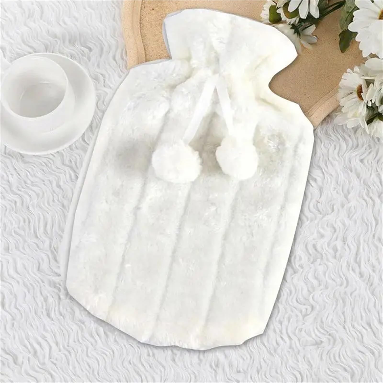 Bolsa De Agua Caliente 2PCS Warm Water Bag Cloth Cover Soft Simulation Plush Cute Hot Water Bottle Cover Hot Water Bag Insulated Cover para Cuello(Yellow)