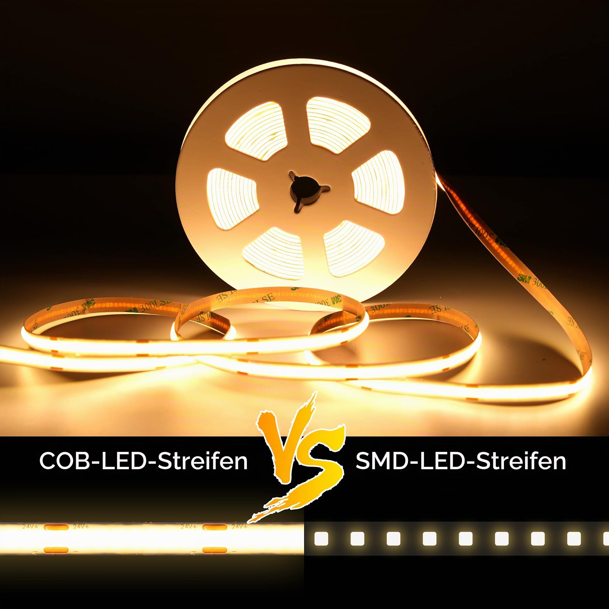 COB Led Streifen Led Strip 5M Warmweiß with Bewegungsfühler Schalten und 60W Netzteil, Unterbauleuchte Led Streifen 5M Lichtbänder für Akustikpaneele Lichtleiste Küche