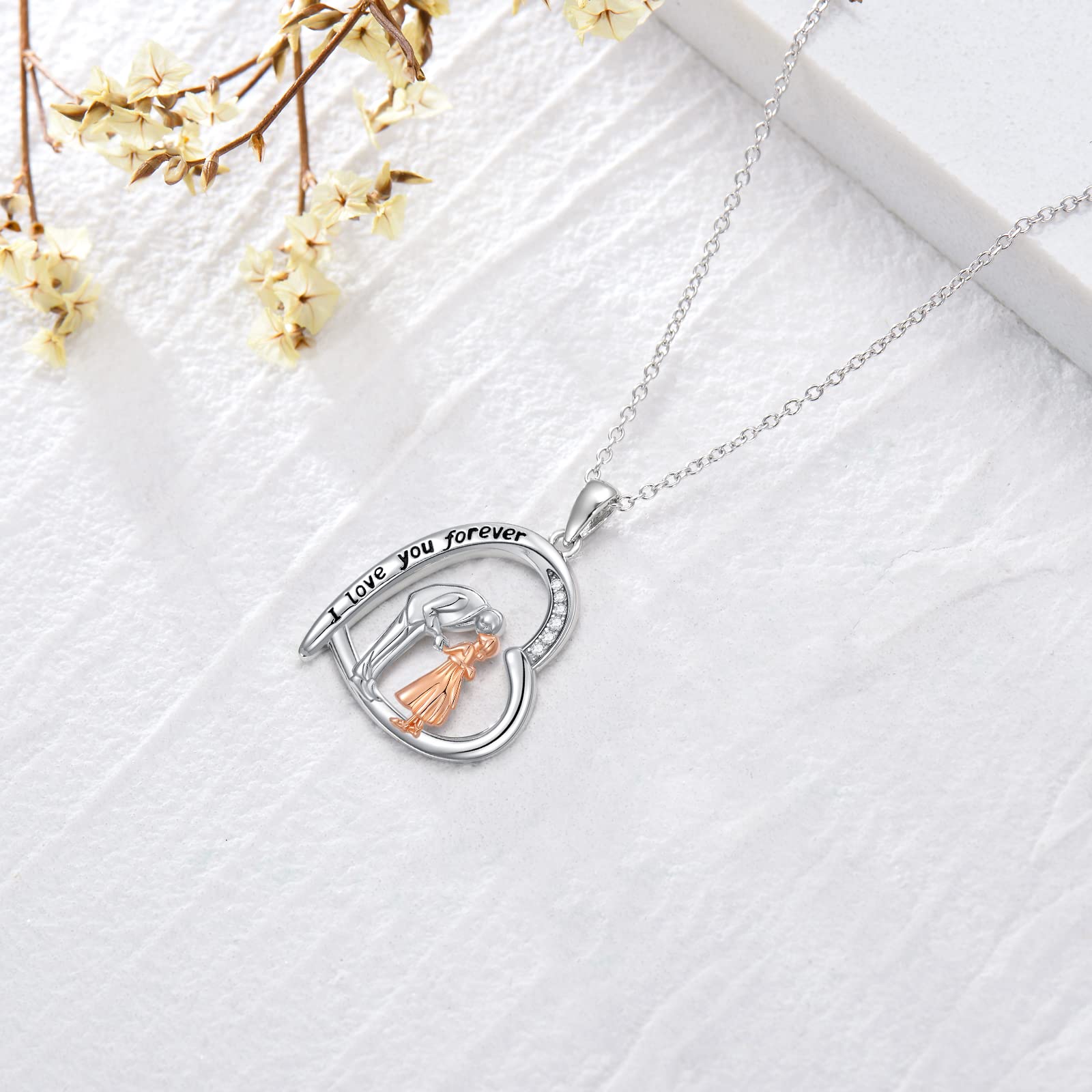 Père fille collier S925 en argent Sterling amour coeur pendentif chaîne père fille bijoux cadeaux pour femmes filles