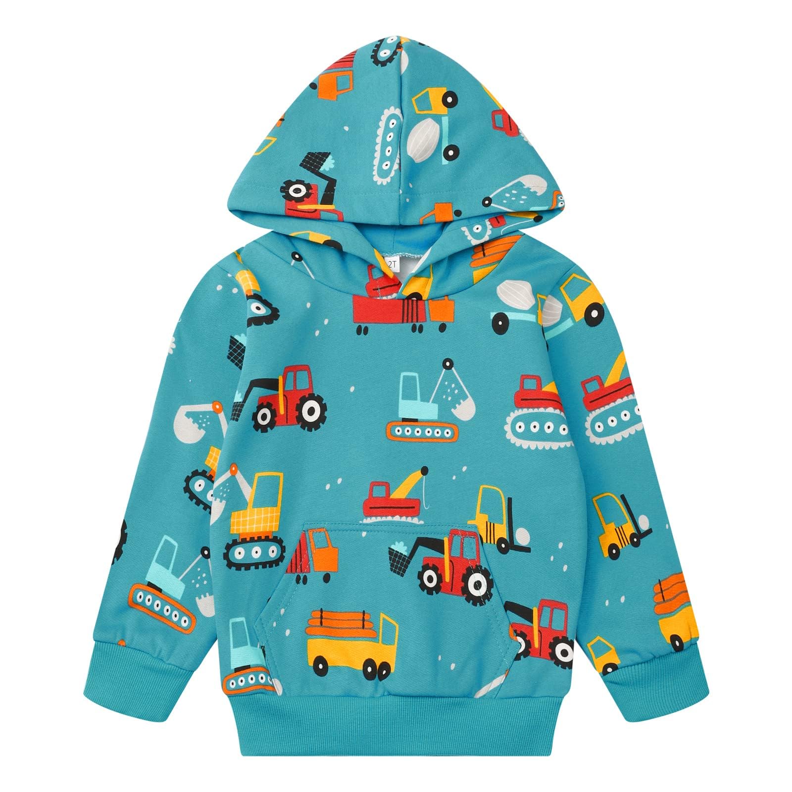Toddler Boy Hoodie Cartoon Graphic Fall Clothes Kids Cute Sweatshirts With Kangaroo Pocket 2-8T