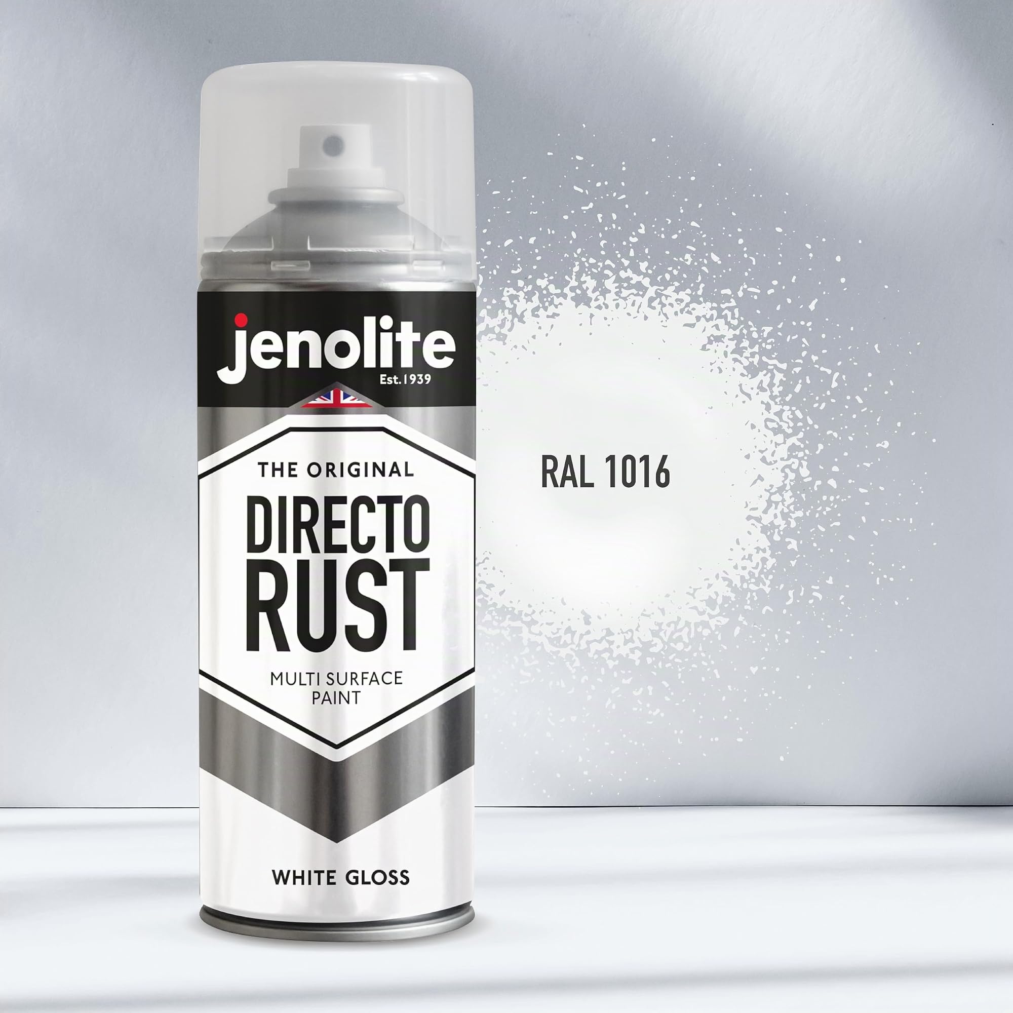 JENOLITE Directorust Pintura en aerosol brillante | BLANCO | 3x400ml | Pintura en aerosol de óxido directo para metal | Múltiples superficies: madera, metal, plástico | RAL1016