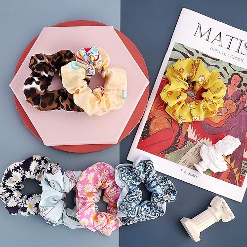 Miniatura 6 de Cehomi 65 bandas elásticas de terciopelo para el cabello para mujeres o niñas, bandas elásticas suaves para cola de caballo para cumpleaños,