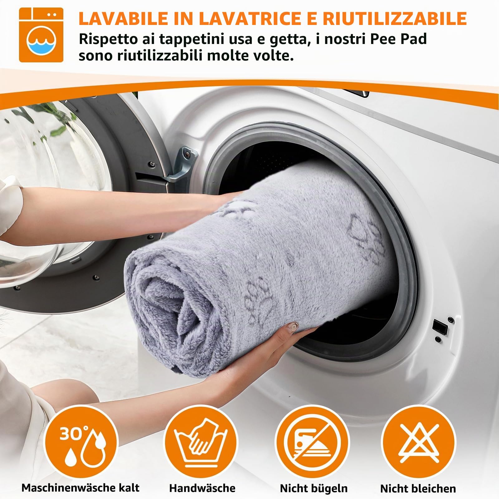 PICK FOR LIFE Tappetino igienico per cuccioli e cani anziani, lavabile, asciugatura rapida, incontinenza urinaria, colore grigio (70 x 100 cm)