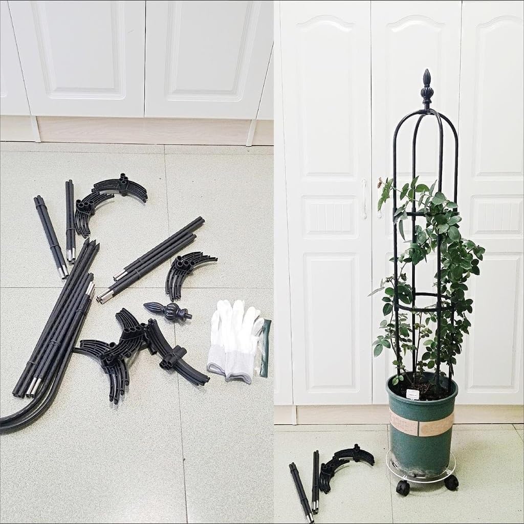 Tomatenkäfig | Großes Pflanzen Rankhilfe | Rankhilfe Obelisk Metal | Pflanzenstütze Obelisk Klettergerüst Spalier| Rankhilfe for Rosen, Kletterpflanzen| Pflanzen,Tomaten,Rosen, Schwarz(31.7x115cm/12.5