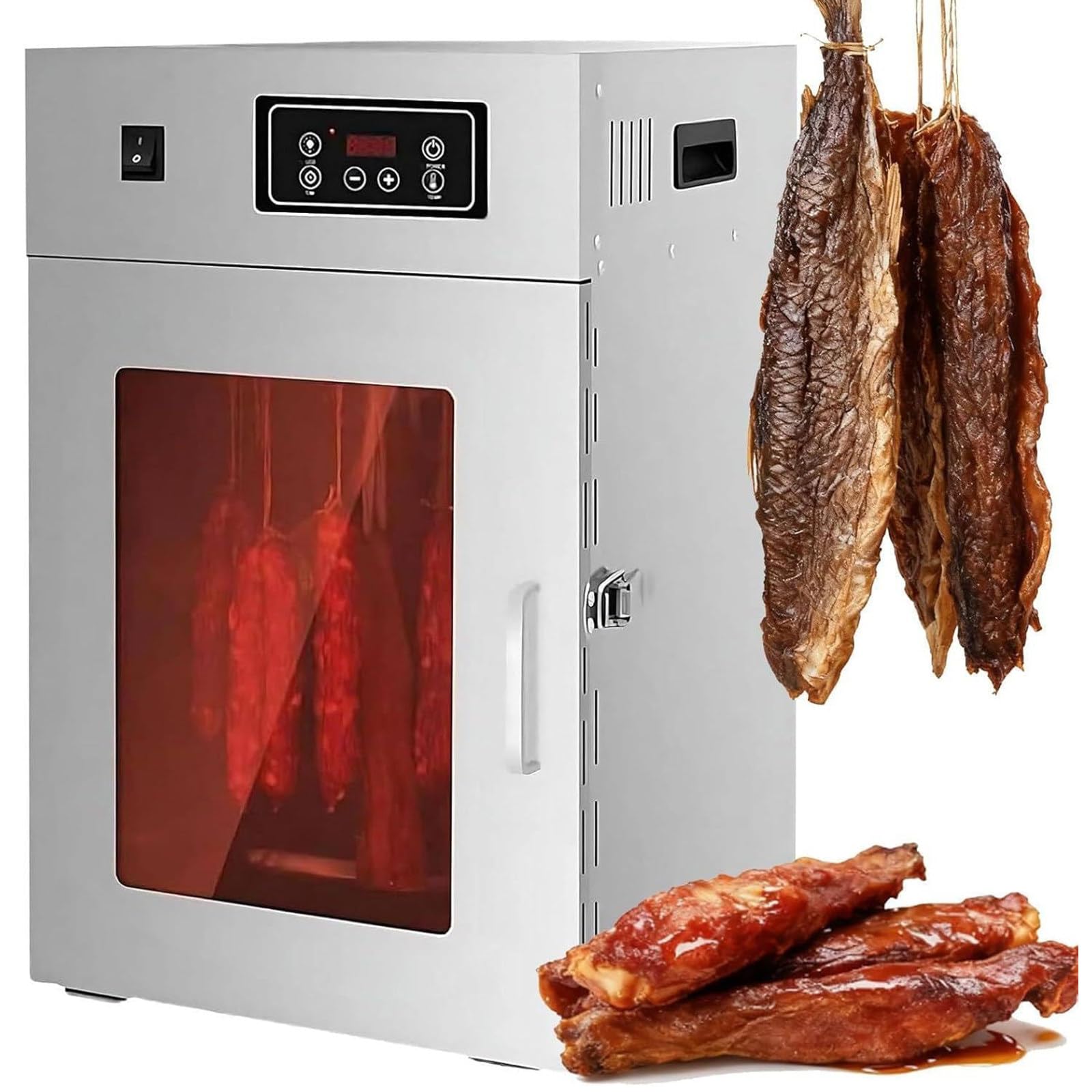 ZenSeFarin Professional Biltong Box & Food Dehydrator,360° Rotary Meat Dryer,Commercial Food Dryer,Industrial Grade Dryer 30-90℃ Adjustment,Suitable for Sausage,Bacon,Chicken 7.5kg