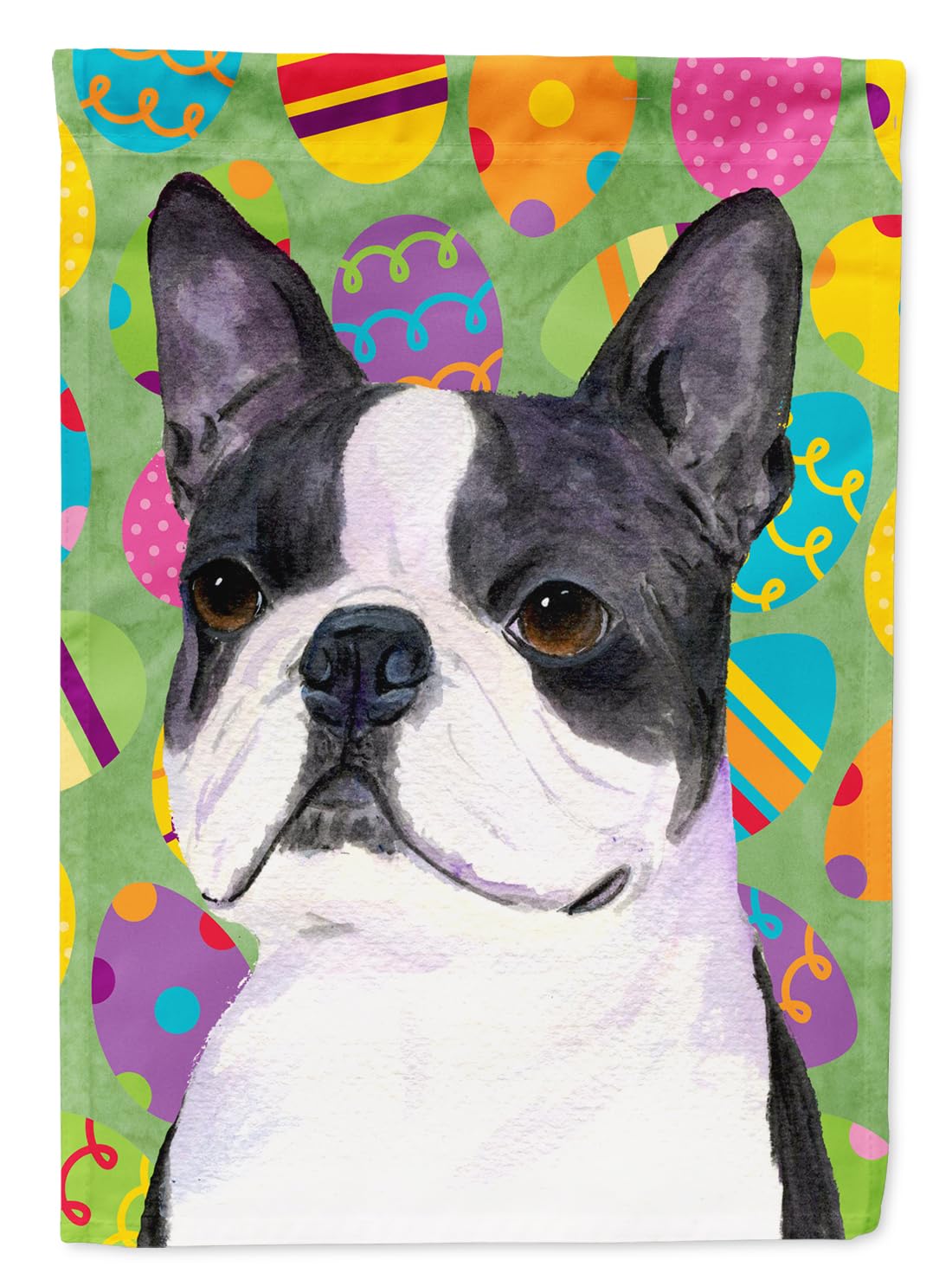 Boston Terrier Easter Eggtravaganza petit drapeau décoratif multicolore