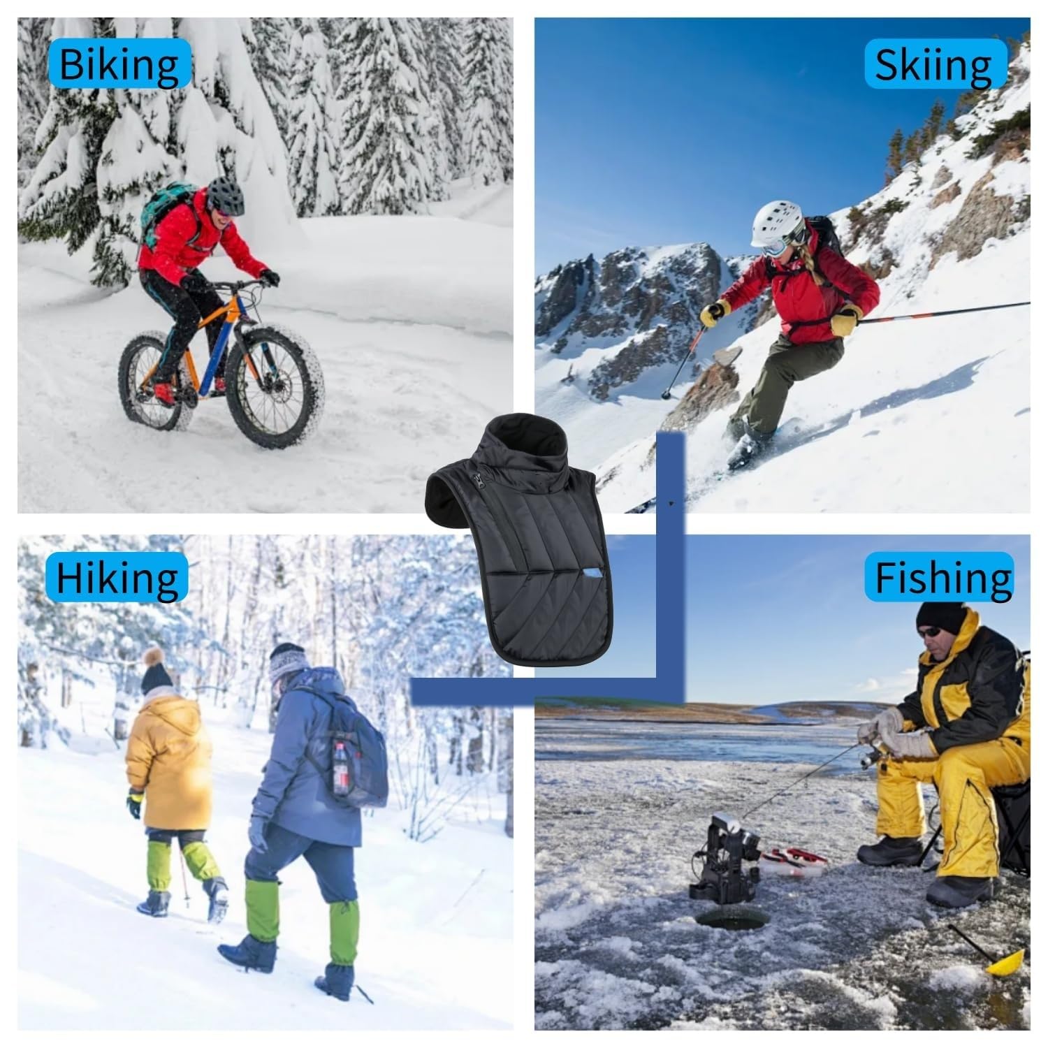 Scaldacollo da Motociclista ，Scaldacollo Moto Invernale，Sciarpa Termica per Moto - Impermeabile e Traspirante, Copricollo Regolabile Unisex per Ciclismo, Trekking, Sport Invernali