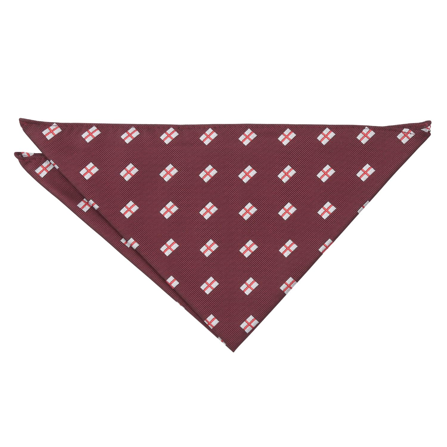 Dqt Unisex Burgundy England Men's Embroidered Flag Novelty Handkerchief Pocket Square