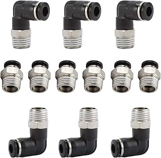 AuInn 12 PCS Push to Connect Tube Fitting Tube Quick Connect Fittings 1/4 in NPT Thread 6mm Tube OD Push in Joint Pneumatic Connector (6mm)