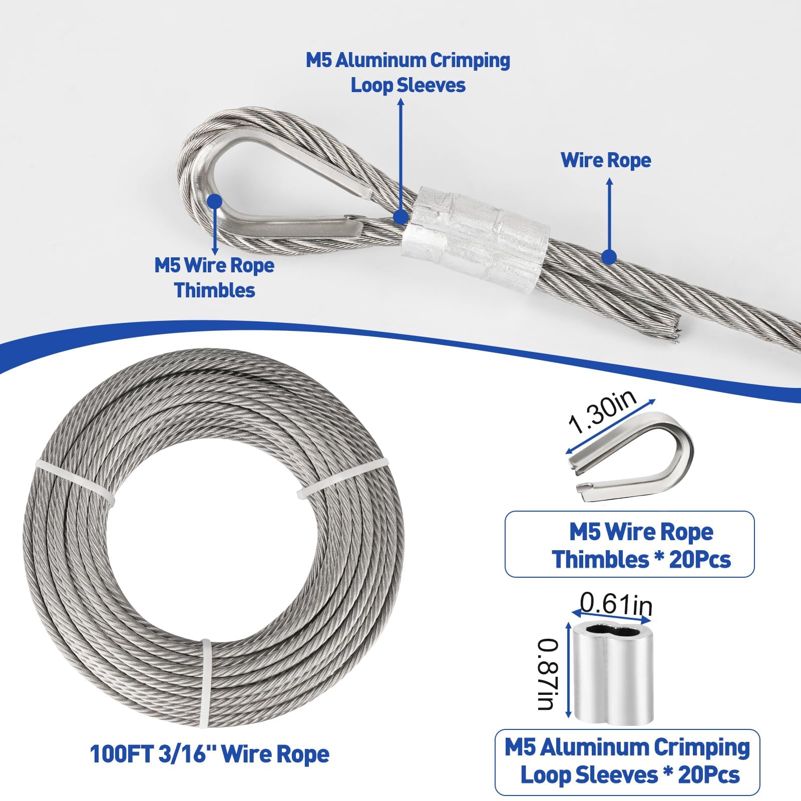 Cable Acero Cable De Acero Inoxidable De 1/8 Pulgadas Para Barandilla De  Cubierta, Cable De Acero Inoxidable T316, Cable De Avión De Acero Inoxidable  De 1/8 Pulgadas, 300 Pies - 7 X 7 Barandilla Cable, image size:1600x1600