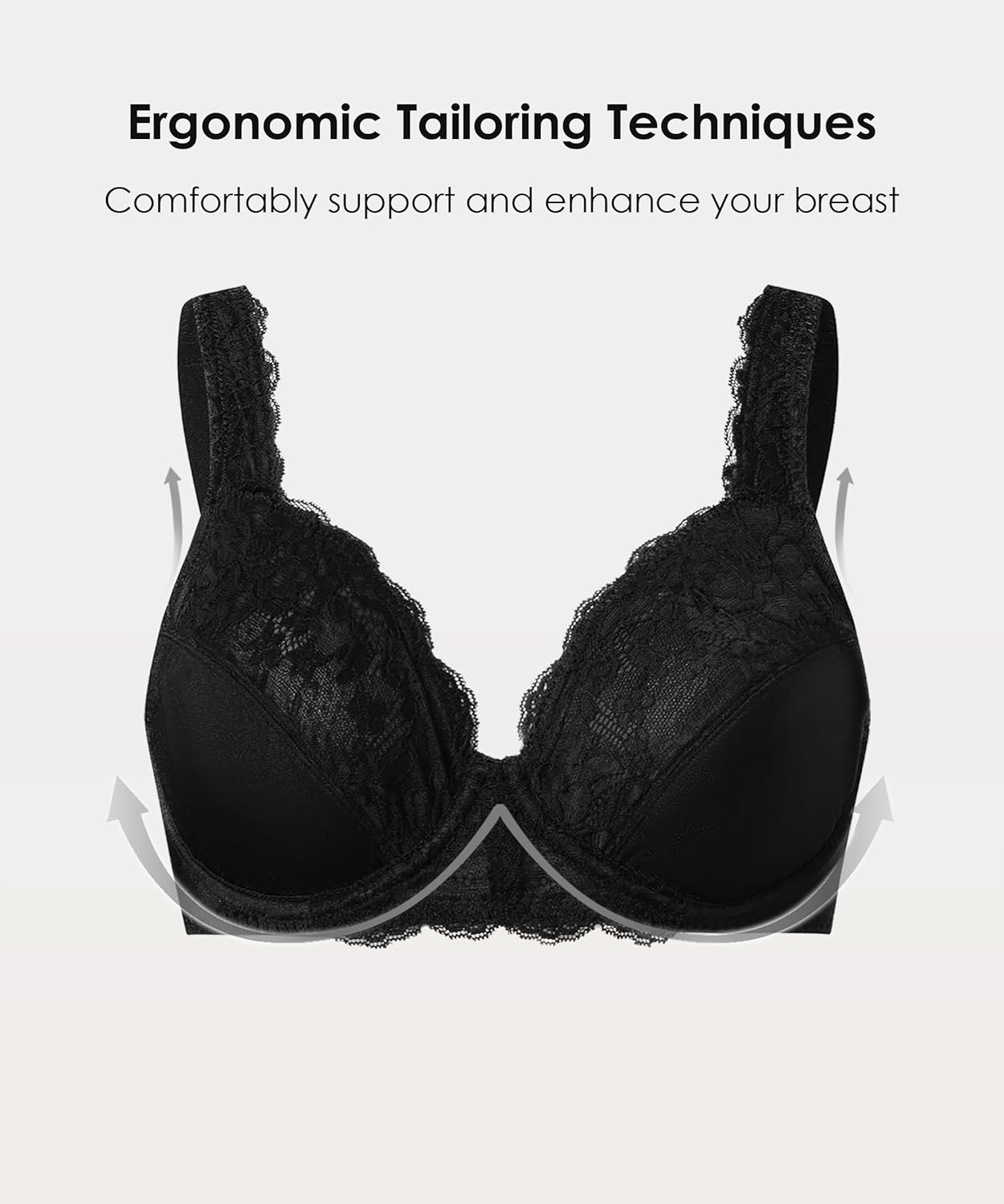 Ultra Soft Lace Bras for Women, Full Coverage Underwire Minimizer Bras, Lifting Comfort Bra for Everyday Wear. - Image 4