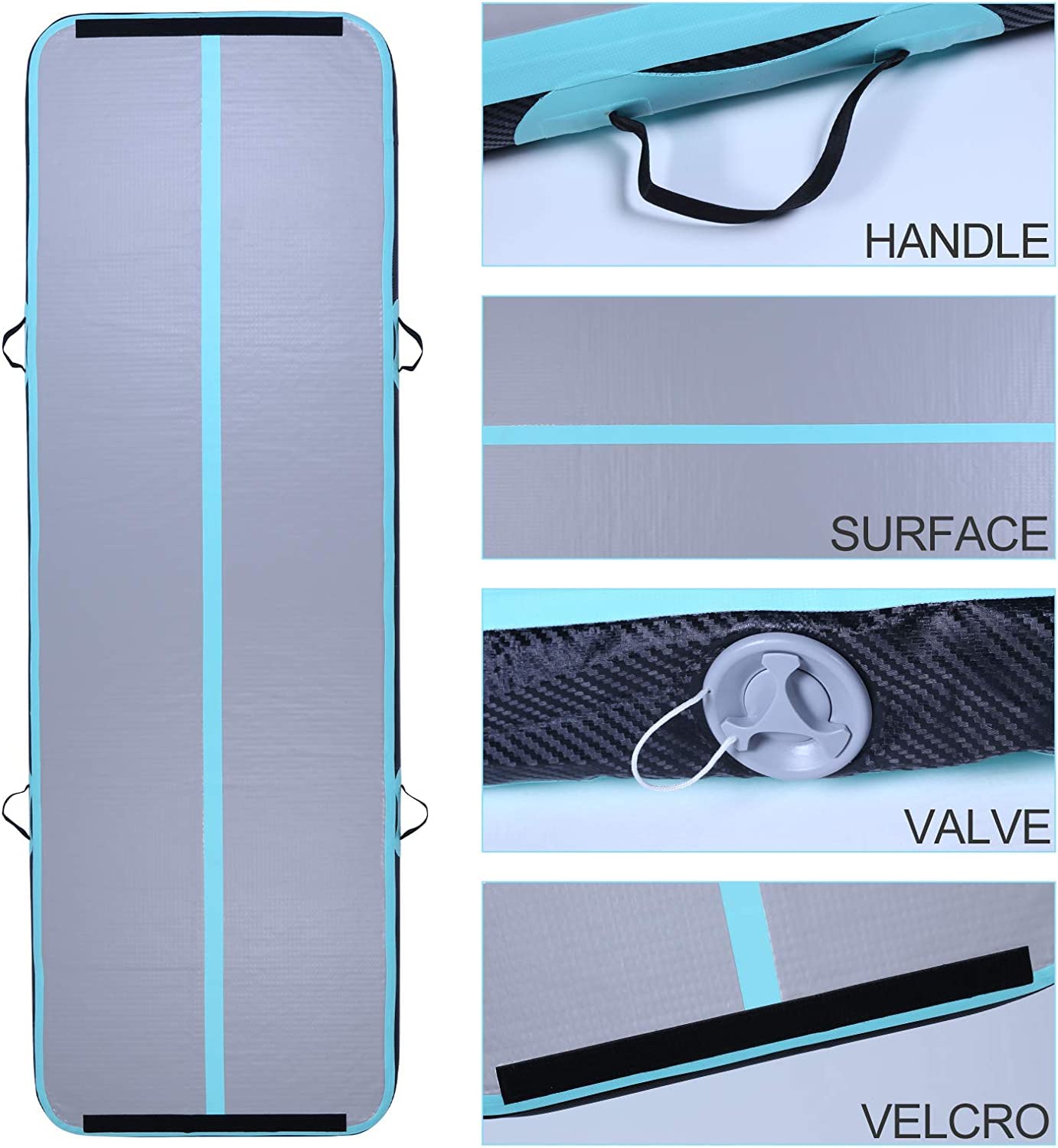 EVOLAND Turnmatte Aufblasbar, Tumbling Matte, Aufblasbare Matte Tumbling Track mit elektrischer Pumpe, Air Turnmatte für Gymnastik, Yoga, Taekwondo, Bodenturnen, Schwimmen, 300 * 100 * 10cm