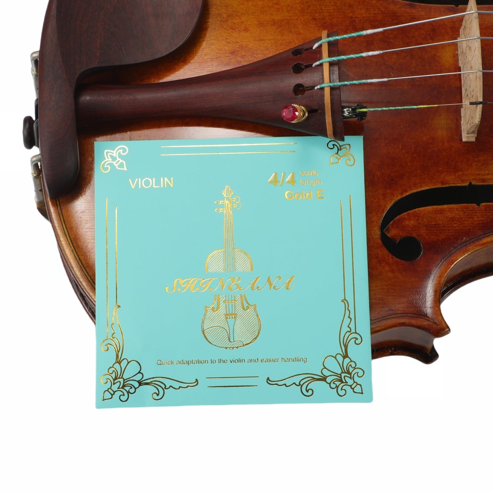 Violinensaiten, komplettes Set, Violinensaiten-Ersatz, lange Haltbarkeit und satter Klang, handgefertigt aus hochwertigen Materialien, für alle Niveaus (4/4 Gold E)