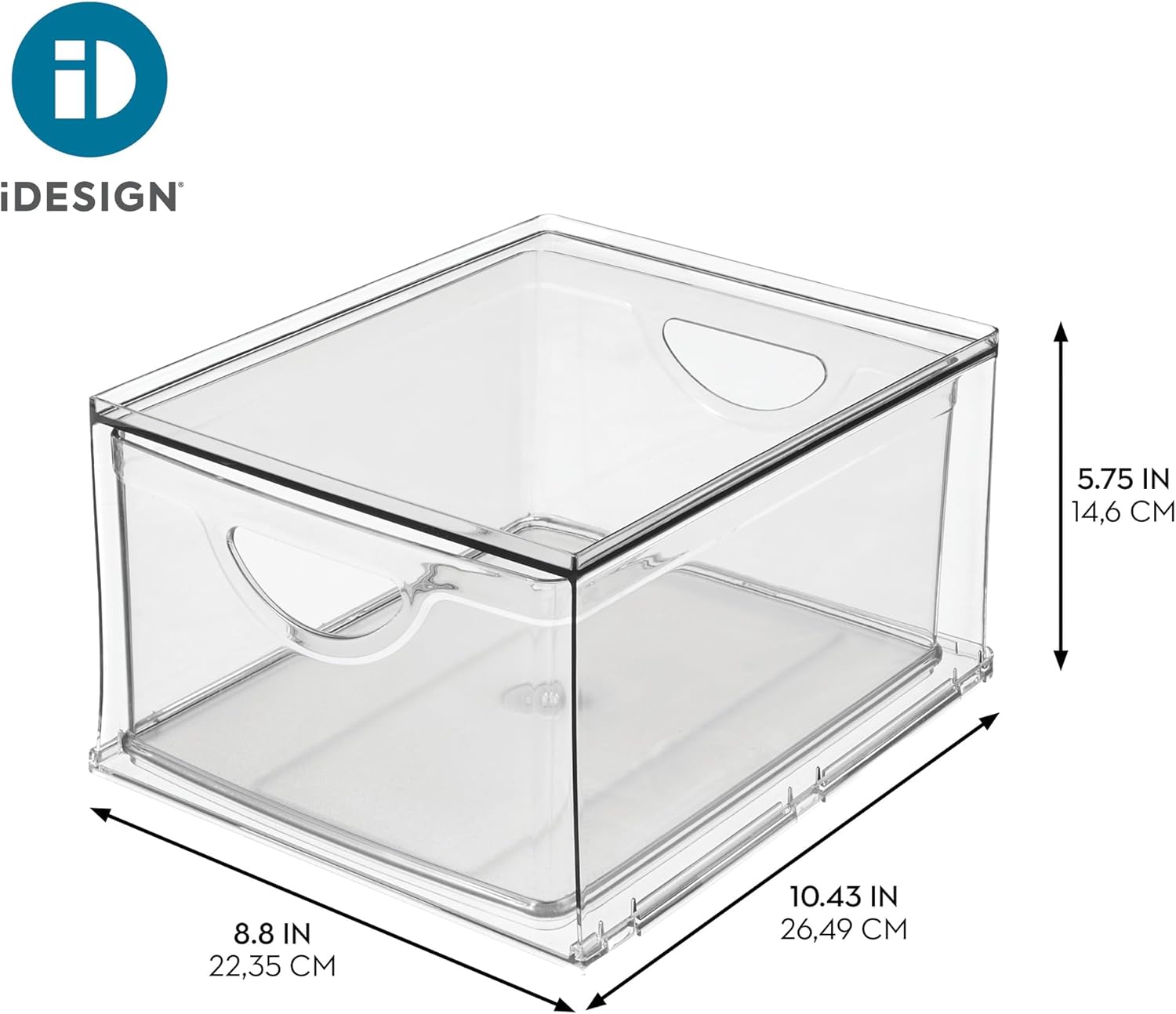 iDesign Stackable Storage Drawer for Fridge, Pantry, or Under Sinks, Set of 4, Clear, Made in USA