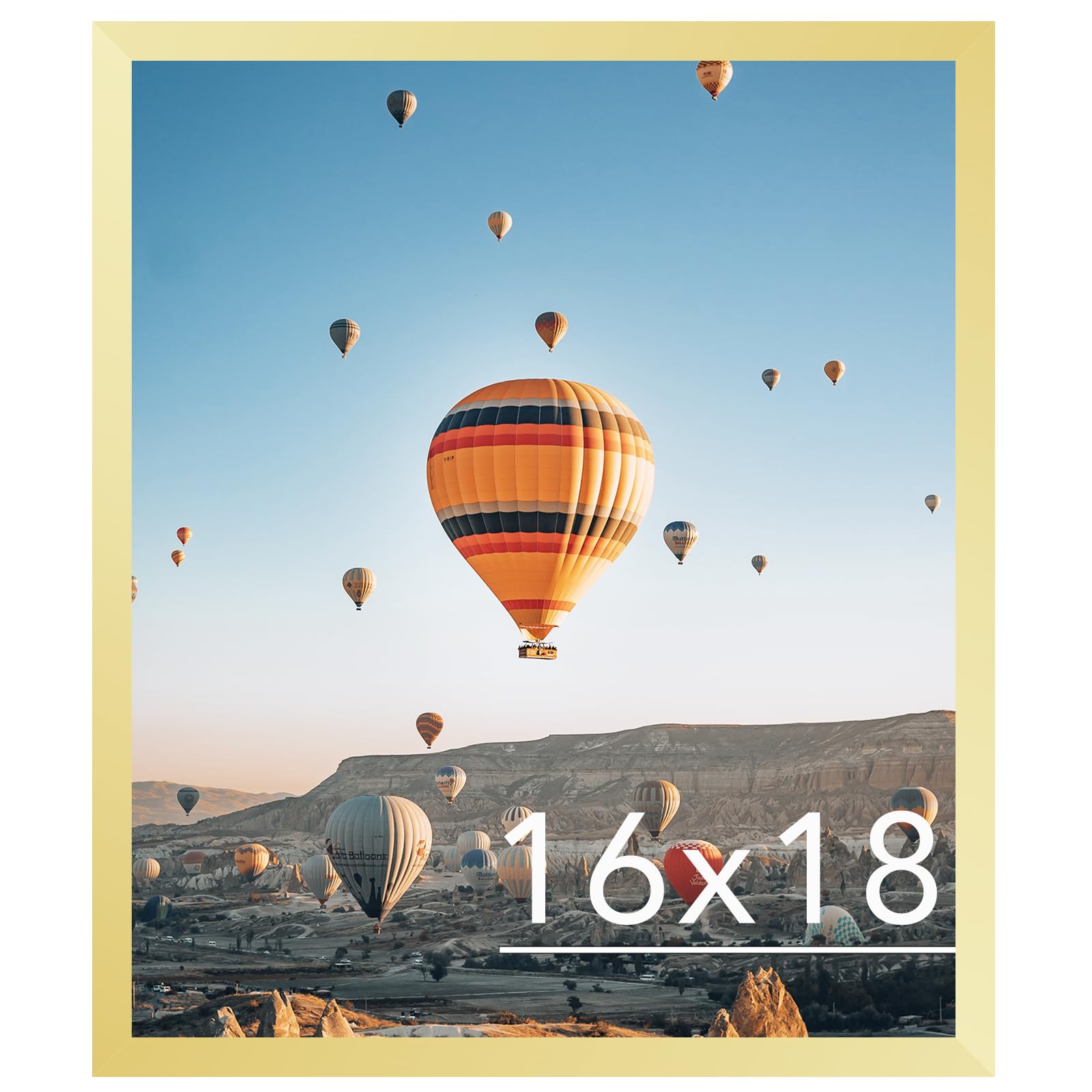 JCJMY 16x18 Picture Frame Gold for Poster Photo Picture, Horizontal and Vertical Formats for Wall Hanging, 16 x 18 Wall Gallery Poster Photo Frame for