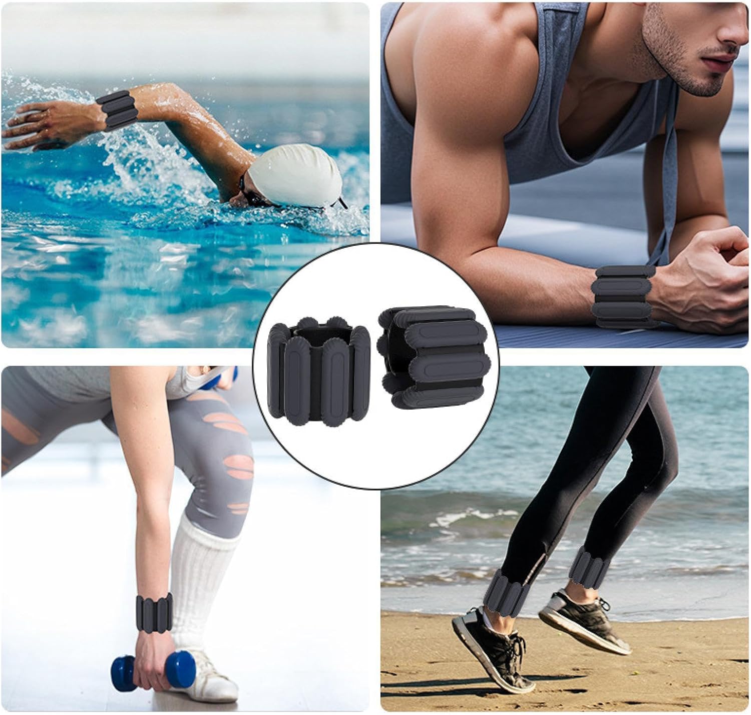 シリコンウェイトブレスレット スイミング フィットネス ピラティス エナジーリング ハンドリング アンクルリング