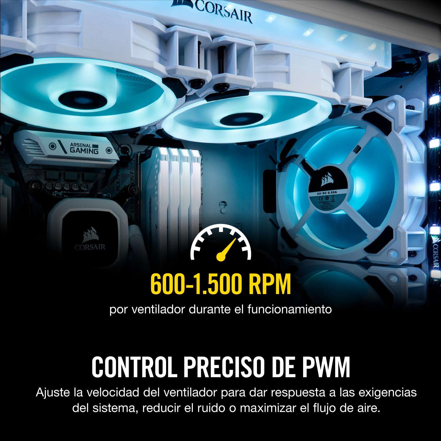 Corsair LL120 RGB - Paquete de 3 ventiladores (Lighting Node Pro, LED 120 mm) blanco (CO-9050092-WW)