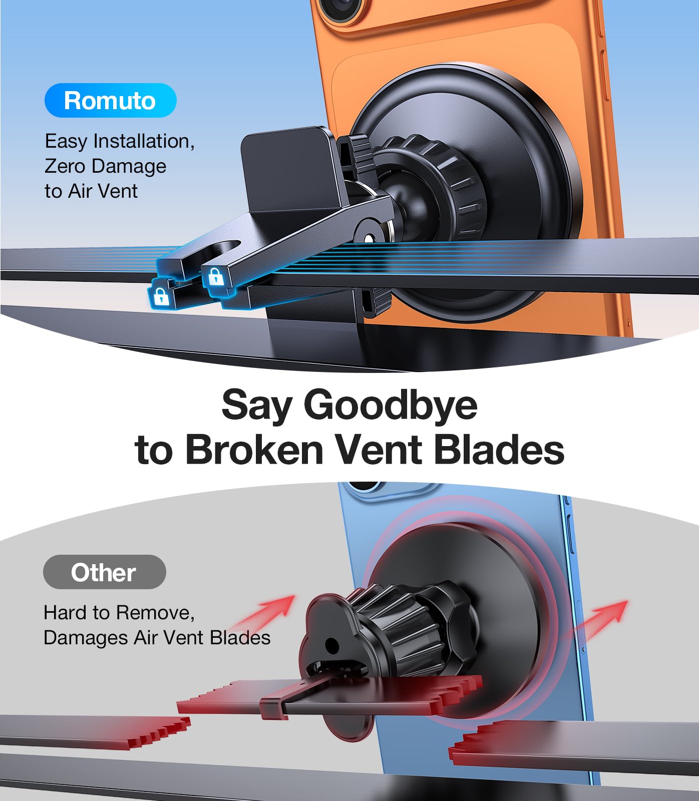 【 Paquete de 2】 Soporte magnético para teléfono para salpicadero de coche [imán fuerte] [4 placas de metal] Soporte magnético para iPhone para coche, rotación de 360°, soporte universal para