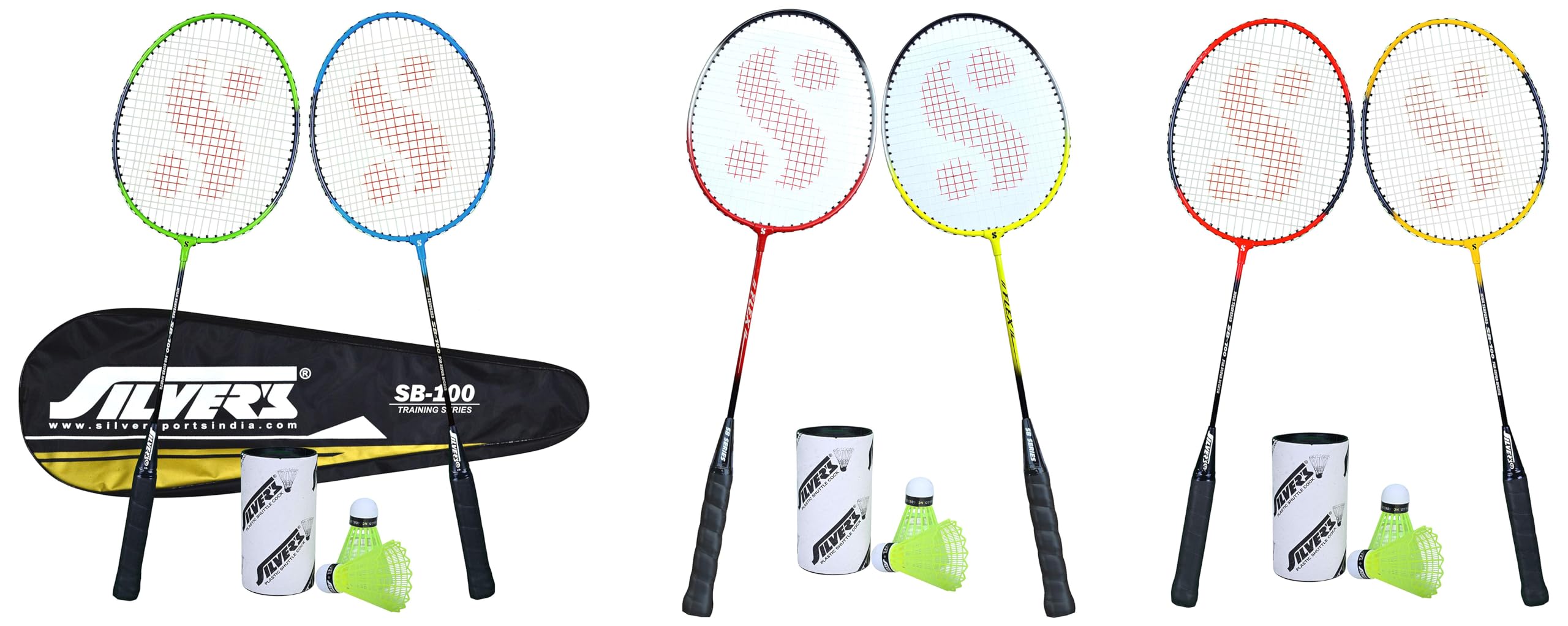 Buy Silver's SB-100 Combo-2 (2 B/Badminton Rackets with 1 Full