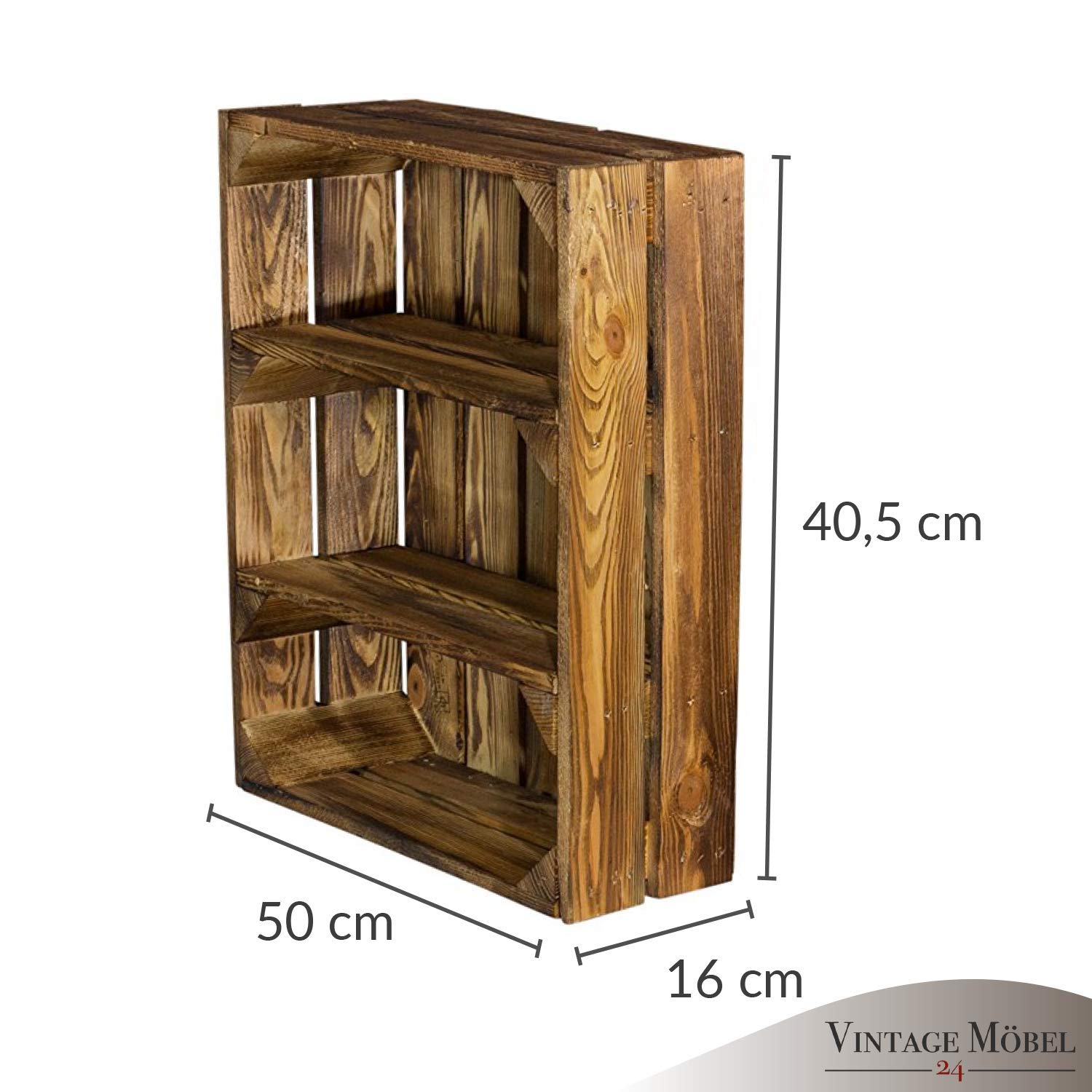 Estantería plana veteada con 3 compartimentos, estantería de madera de pared, para especias y fruta, estantería de presentación, 50 x 40,5 x 16 cm