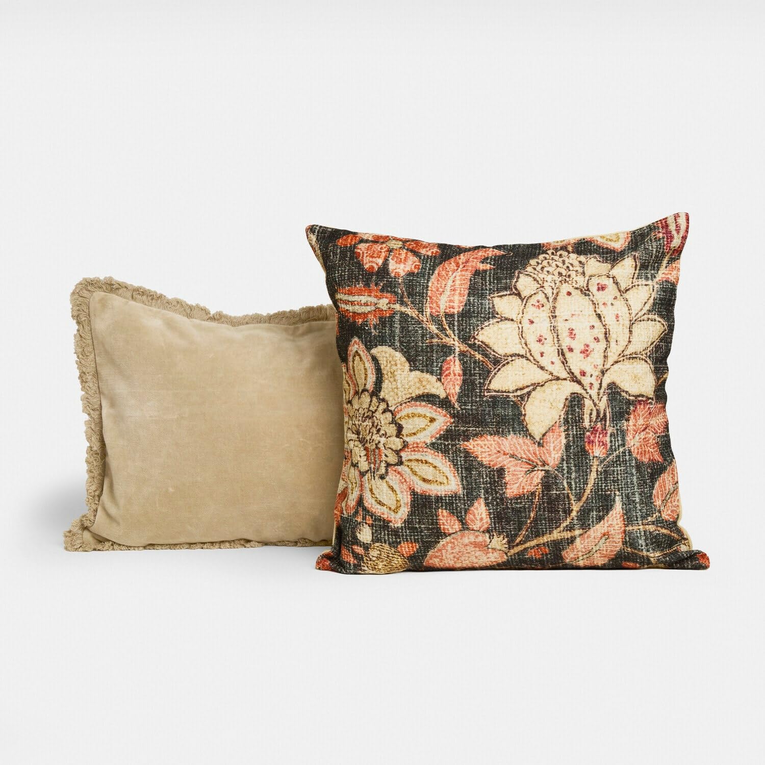 Housses de coussins marron en pur coton lot de 2