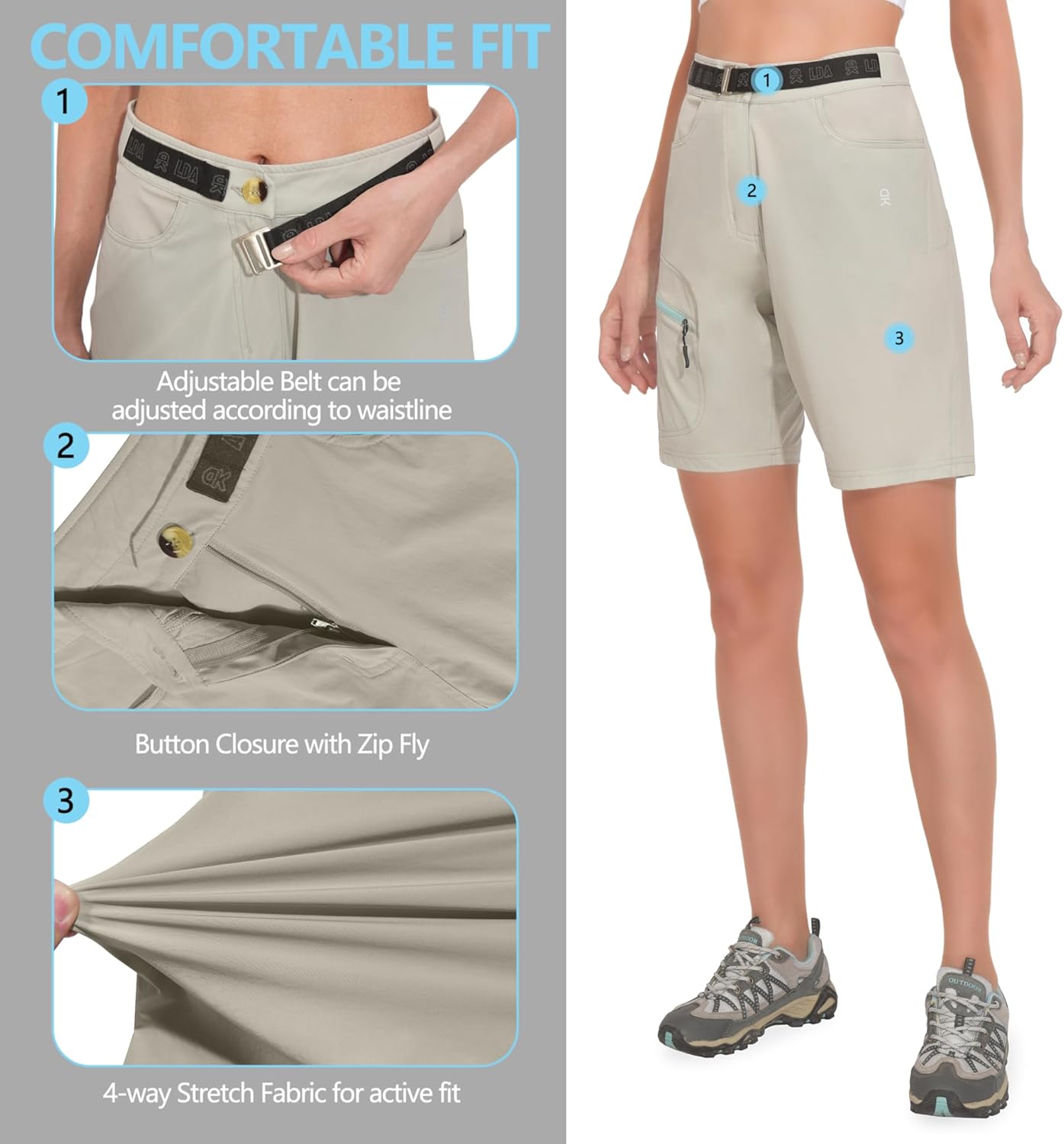 Little Donkey Andy Women's Hiking Cargo Shorts Lightweight Quick Dry Summer Shorts for Golf Athletic Cycling - Image 5