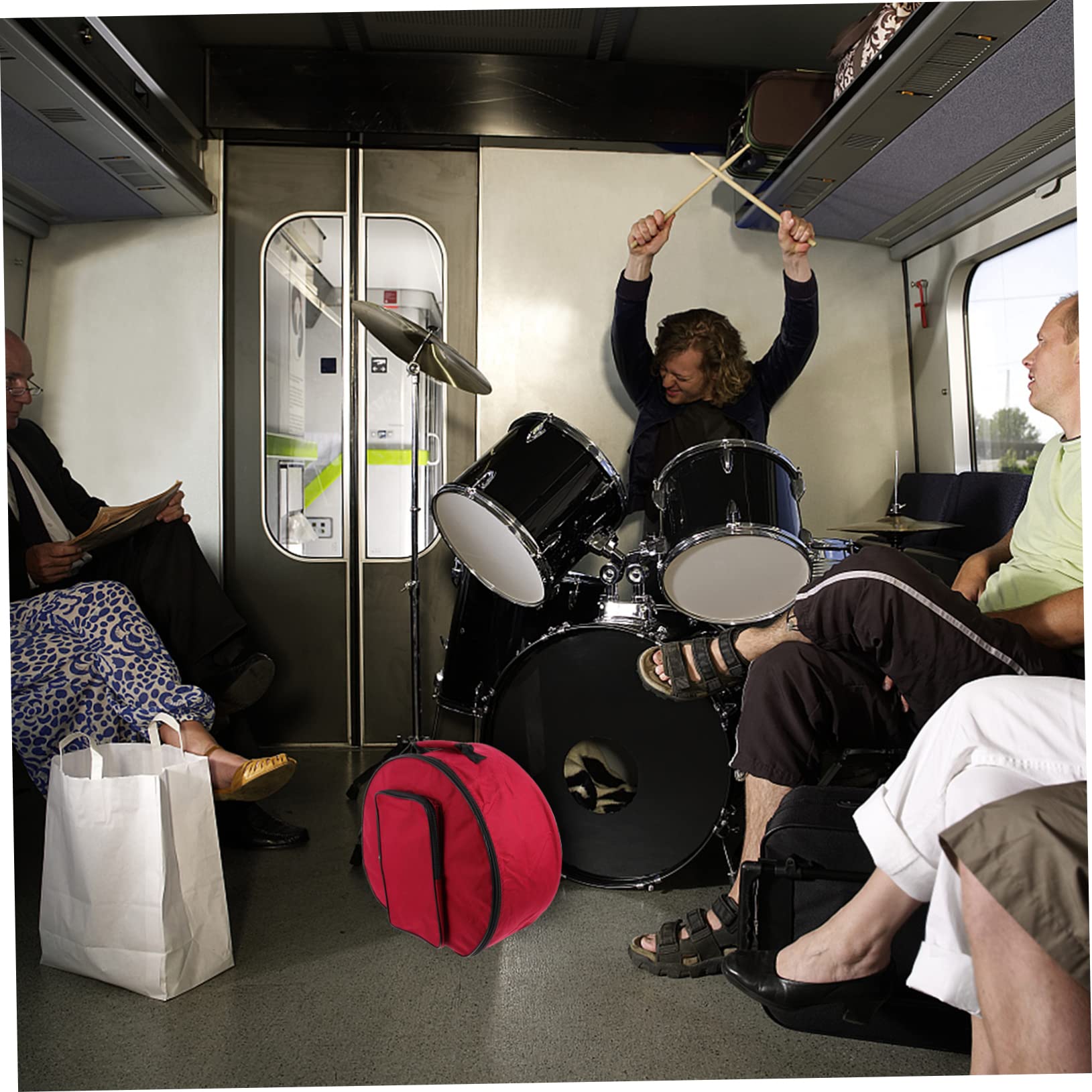 Alasum Borsa per Rullante 13-14 Pollici Imbottita Oxford Rossa Tracolla Portatile per Accessori Percussioni per Esibizioni All'aperto