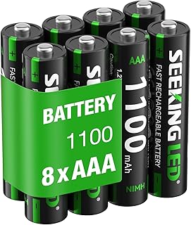 8 x AAA Rechargeable Batteries, Ni-MH 1100mAh High Capacity AAA Battery, 1200 Tech Ni-MH Batteries, Low Self-Discharge 1.2V AAA, with 2 x Battery Protection Boxes