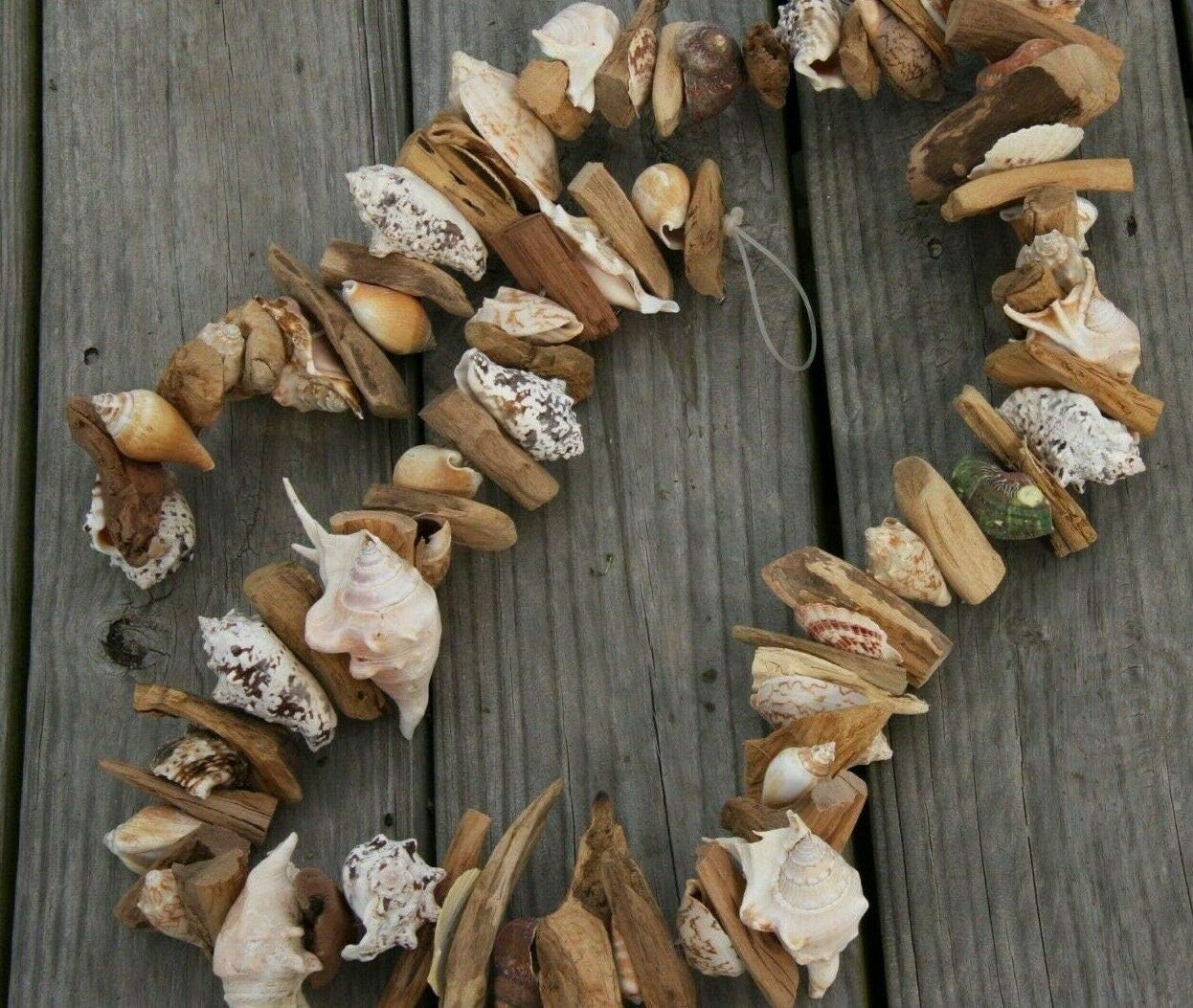Natural Handcrafted Driftwood Seashell Garland, 66" Long, Nordic Garland