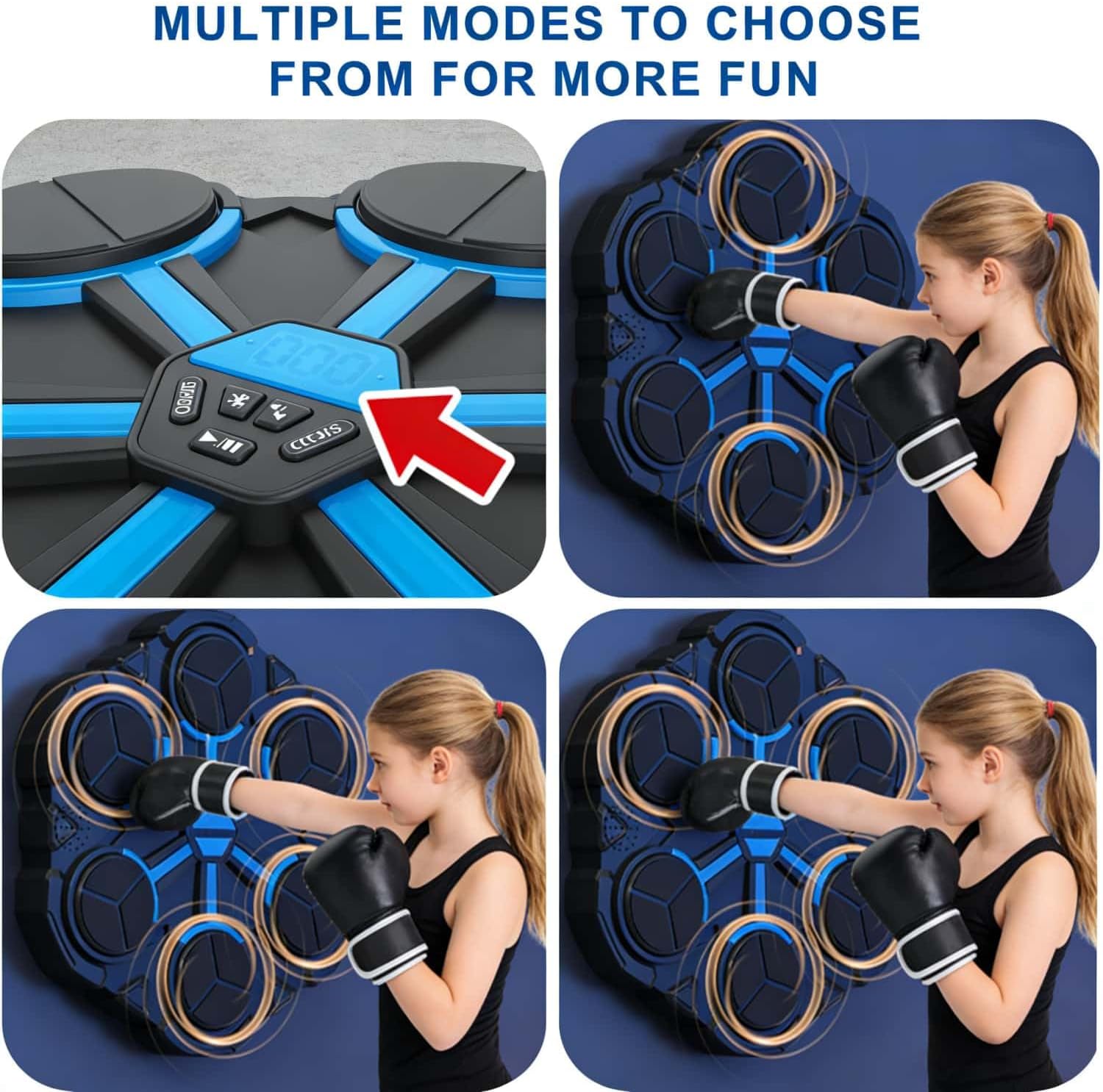 2026 Upgraded Music Boxing Machine with LED Punch Counter, 3 Modes & 3 Sounds, Built-in Music Speaker & Cool Lights for Interactive Home Workout