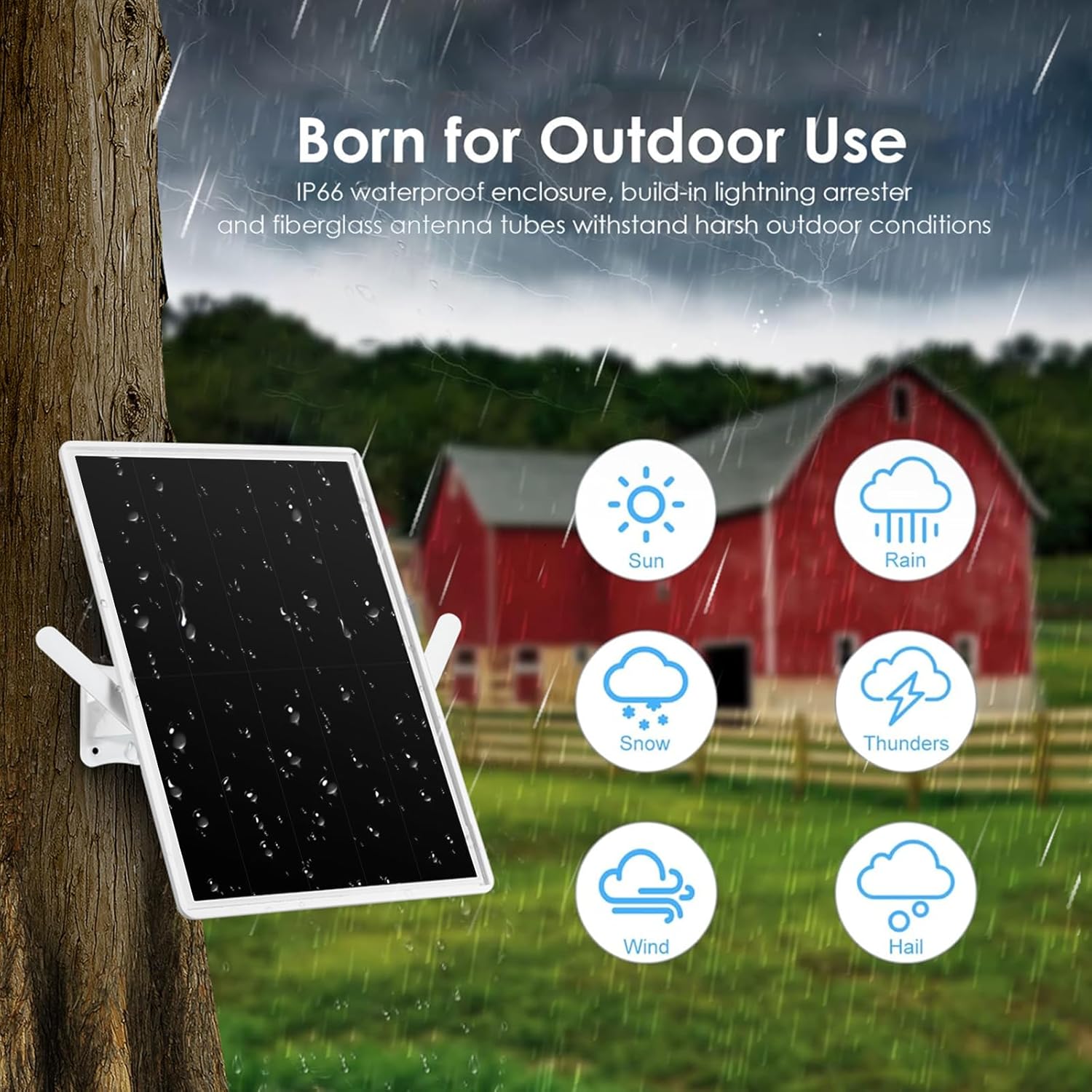 Solar WiFi Extender, Outdoor Repeater, Extends Coverage Up to 500ft, with 15W Solar Panel and 25000mAh Battery, for 2.4GHz WiFi