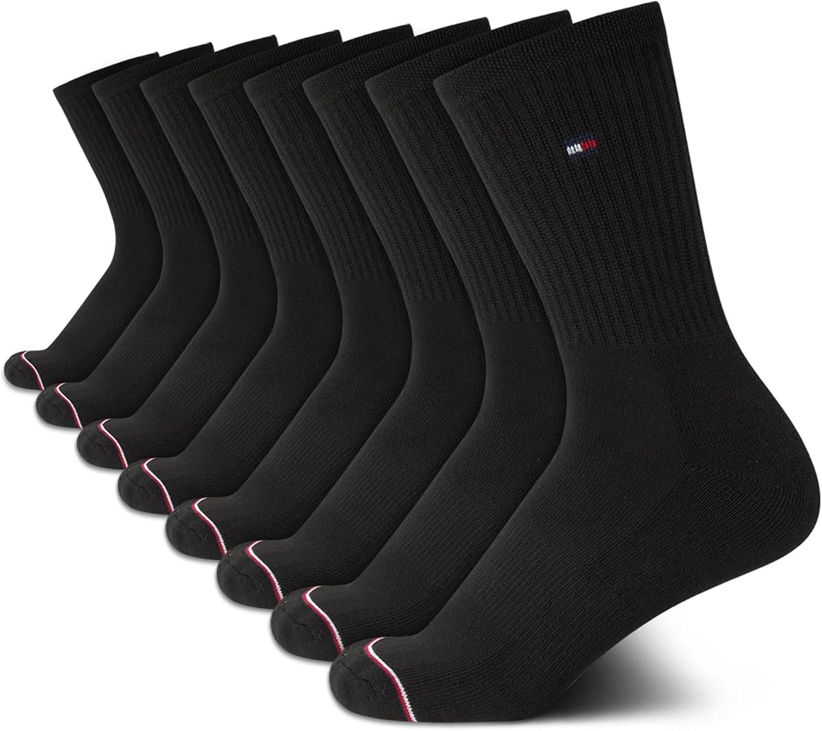 Tommy Hilfiger Paquete de 8 calcetines acolchados que absorben la humedad para mujer | Hilo transpirable que absorbe la humedad con plantilla acolchada y soporte para el arco específico, comodidad durante todo el día para correr, gimnasio y deportes.