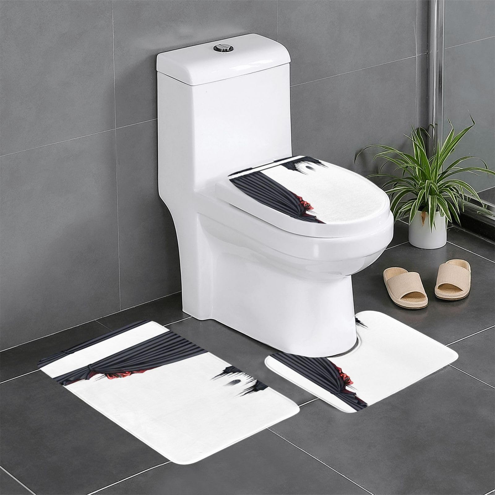 Tapis de bain antidérapants WHJDPP lot de 3 pour toilettes et baignoire