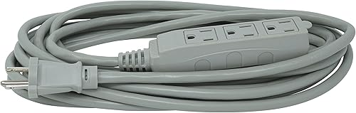 Miniatura 3 de Woods 2867 Cable de extensión de 3 salidas con grifo de alimentación, 20 pies, gris y cable de extensión para electrodomésticos pequeños 990547 162