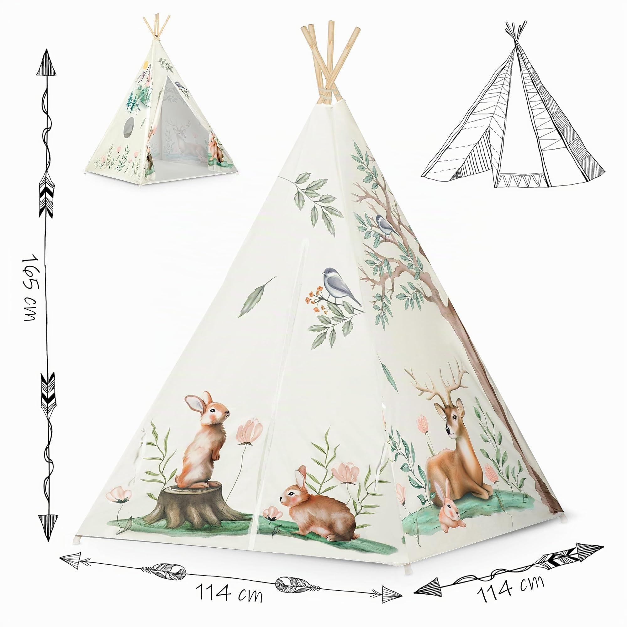 Nukido Tipi Infantil Tienda India para Niños Interior Exterior Habitación Infantil Beige