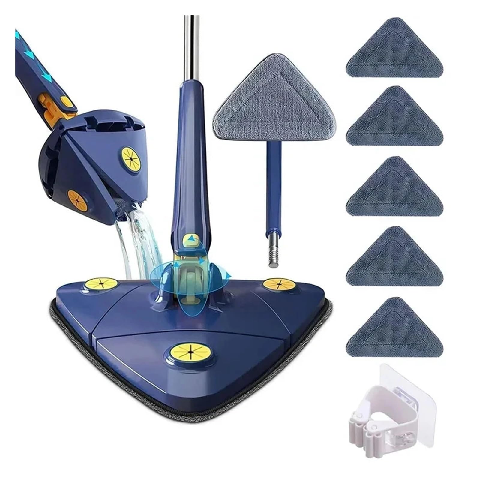 360° drehbarer Teleskop-Dreieckmopp mit einstellbarem Druck(White 7pcs Cloth)