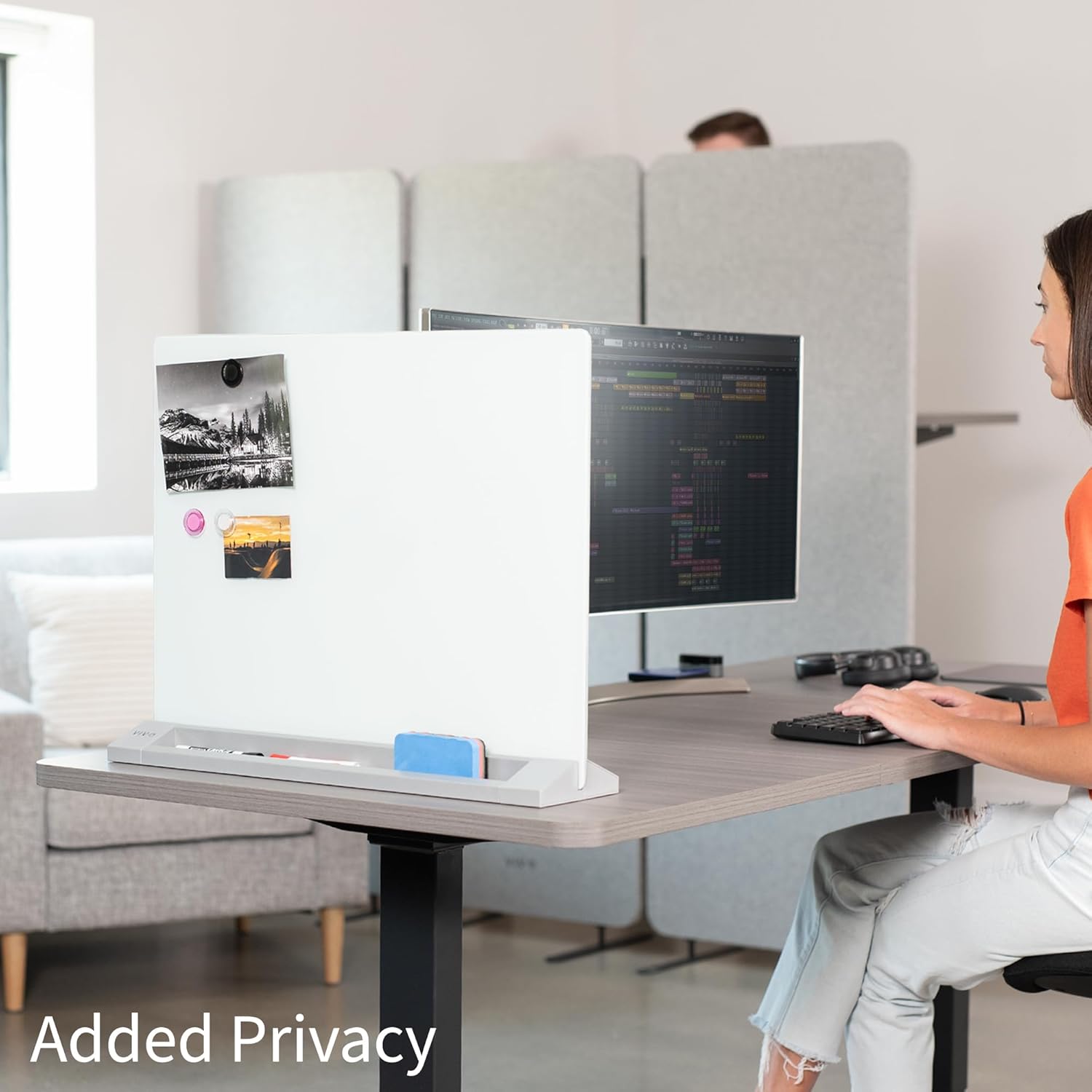 VIVO Freestanding Glass 23 x 19 inch Tabletop Magnetic Dry Erase Board, Portable Privacy Divider, Reversible Double-Sided Whiteboard Panel Partition, Storage Trays, School Home Office, DESK-WB23G