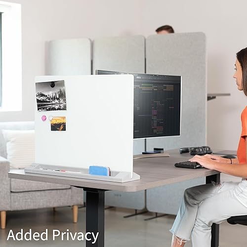 Miniatura 3 de VIVO DESK-WB23G - Pizarra magnética de borrado en seco de vidrio independiente de 23 x 19 pulgadas, divisor de privacidad portátil, partición