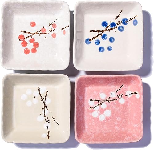 Juego de 4 platos de salsa japonesa de cerámica para condimentos creativos, platos cuadrados de salsa de soja, plato de sushi, plato de salsa de disponible en Yaxa Costa Rica