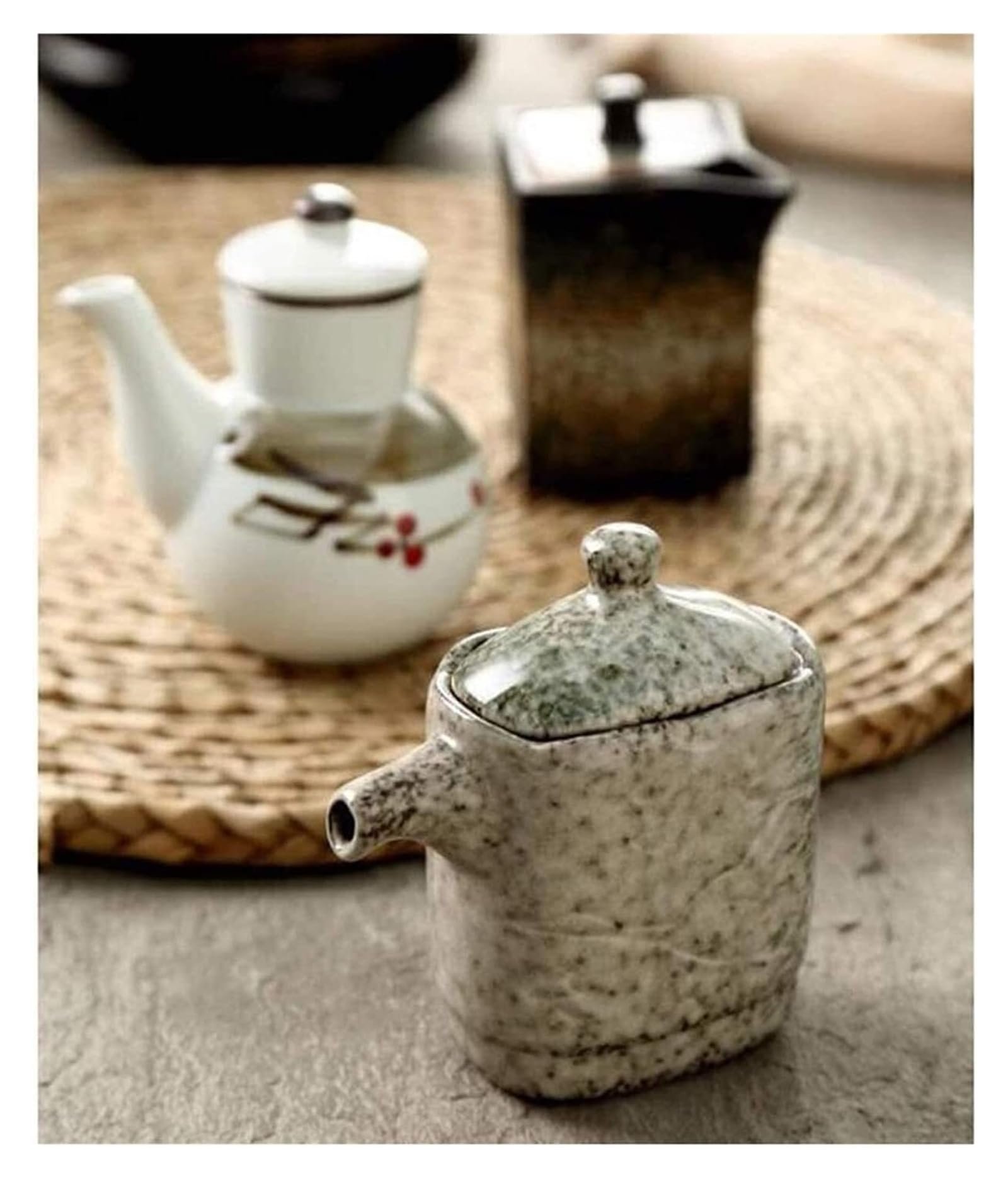 Distributore di Olio e aceto, Dispenser di aceto, Bottiglia di Ceramica, ampolla per Salsa di soia, aceto, Contenitore per condimenti liquidi