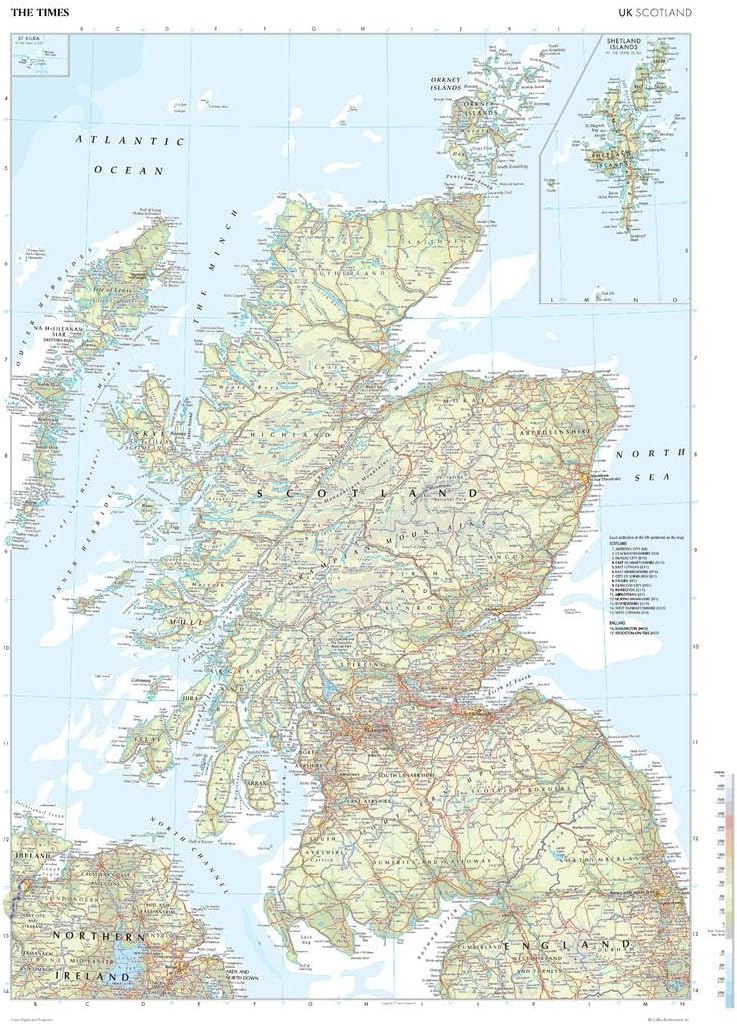 The Times Atlas: The United Kingdom - Scotland - Compact - 22.25 x 16.25 inch Poster - Front Lamination