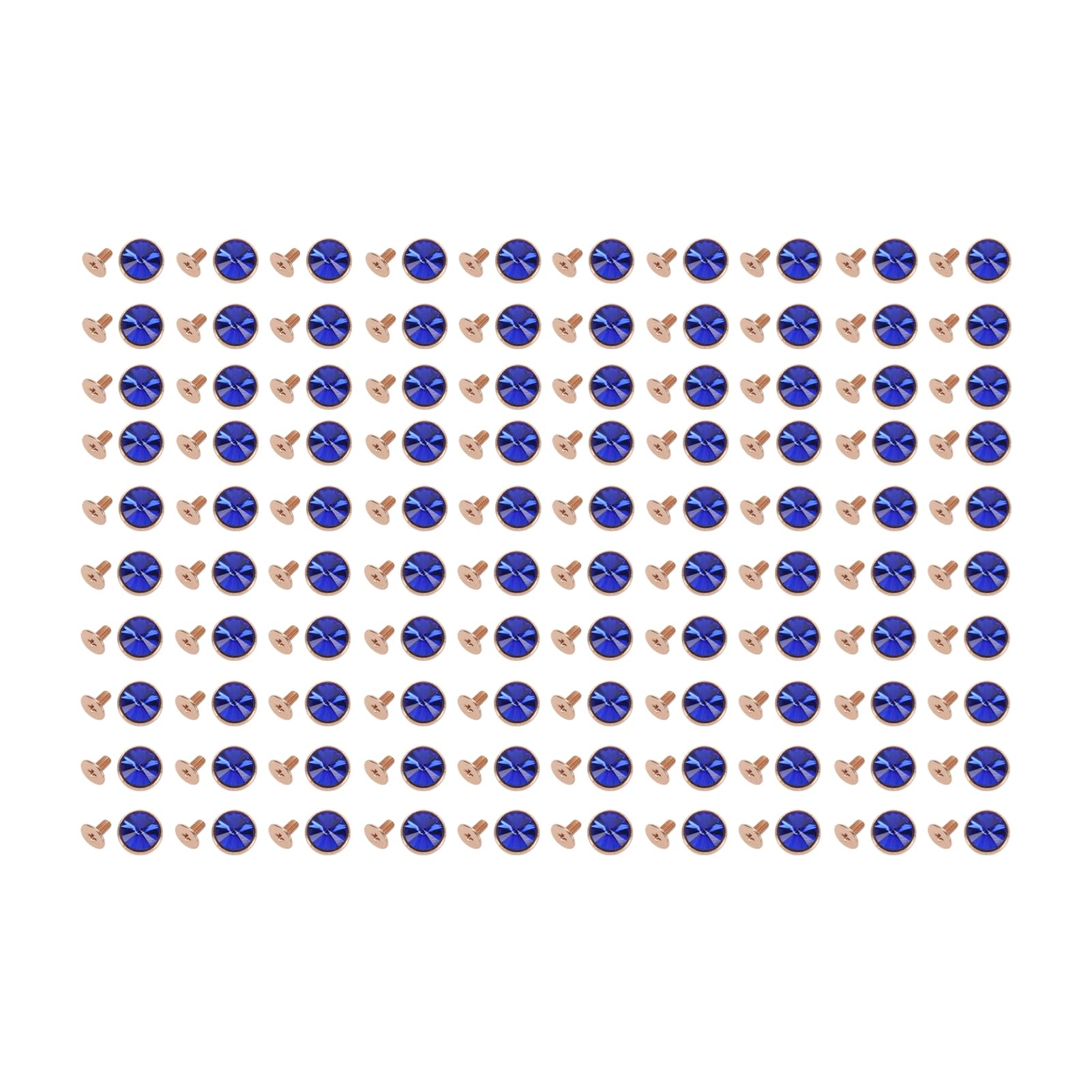 Luocute Remaches de Cristal Azul de 12 Mm, 100 Piezas con Base Chapada en Oro