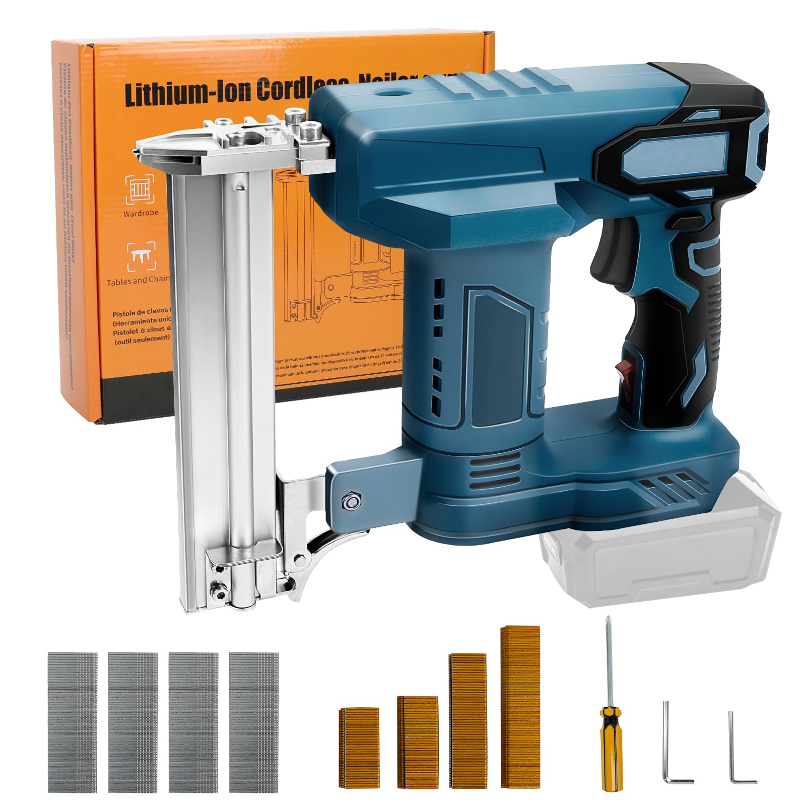 Akku Tacker Nagelpistole Kompatibel mit Makita 18V LXT, 2-in-1 Elektrotacker mit 1000 Nägel, für Holz/Stoff/Teppich