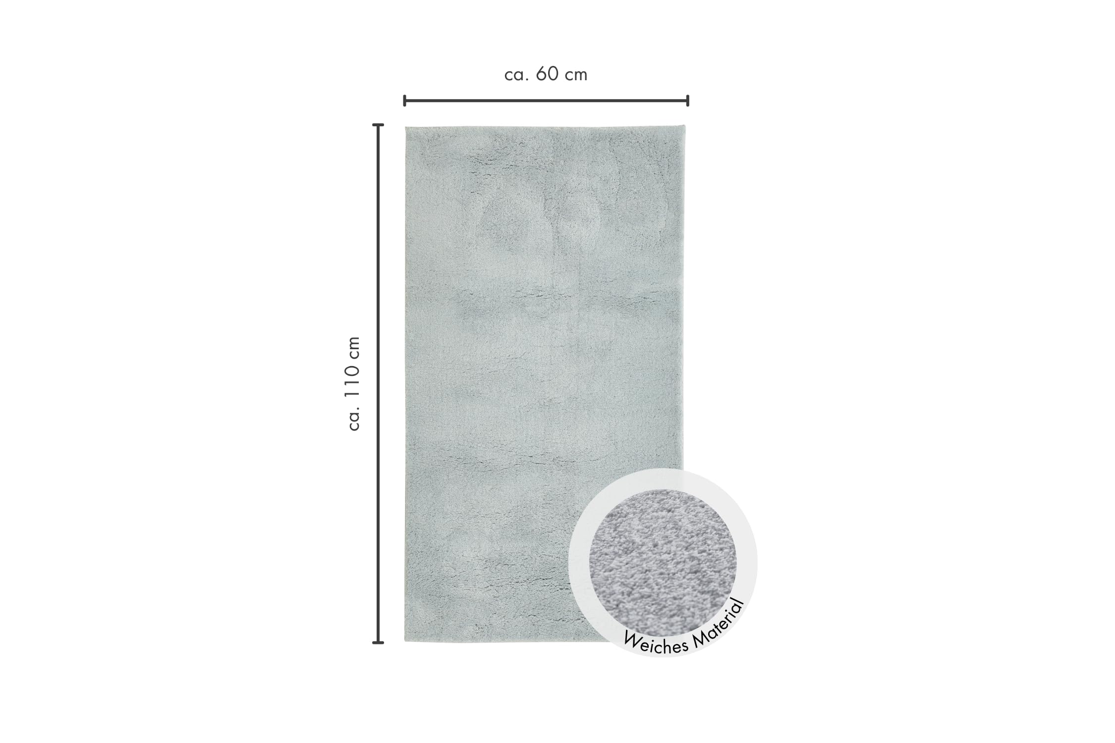 andiamo Teppich Arezzo waschbar Wohnzimmer Esszimmer pflegeleichter eleganter gemütlicher Wohnzimmerteppich Fellteppich einfarbig 60 x 110 cm grau – Bild 3