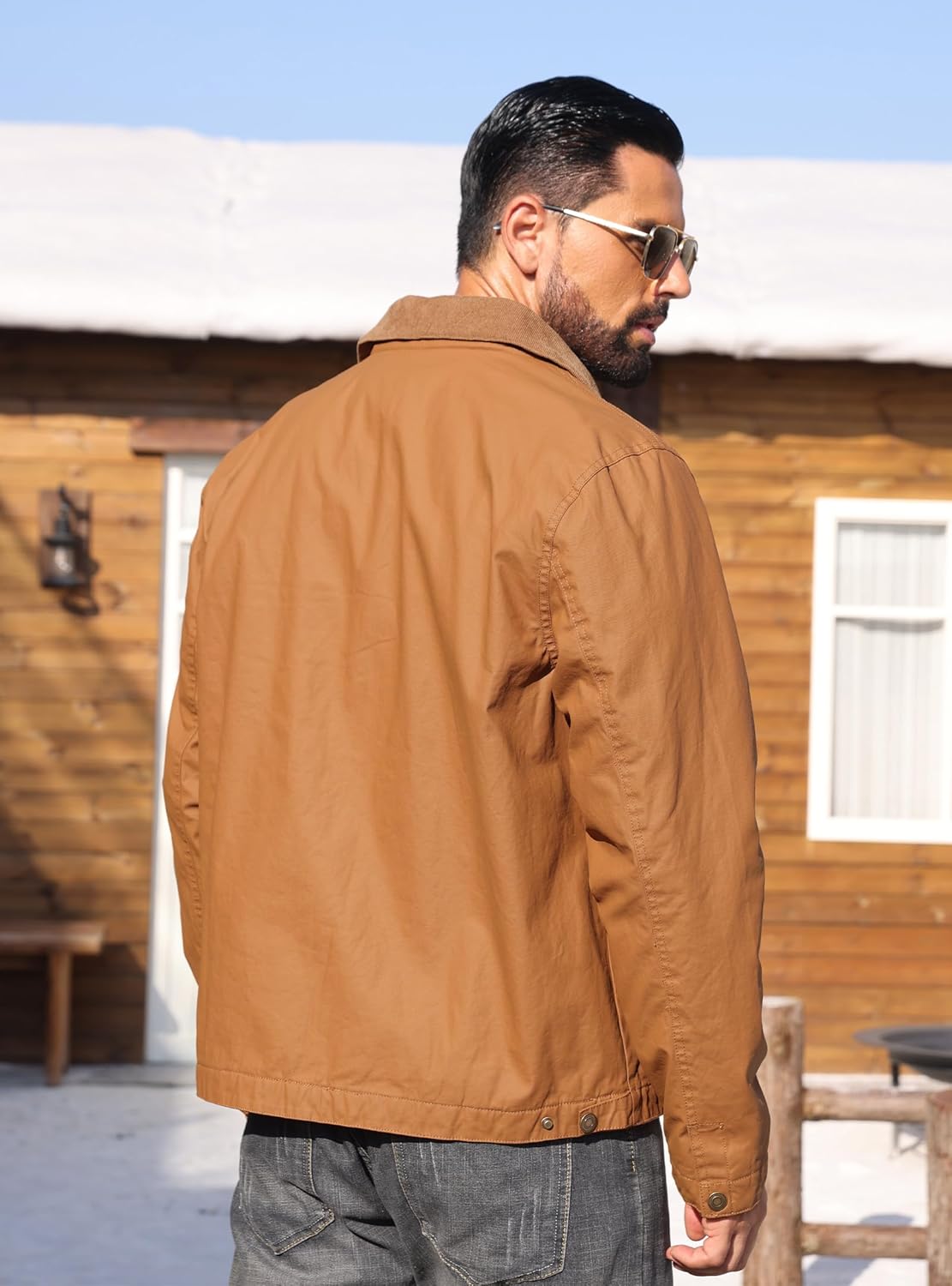 Zaitun Men's vintage jacket Winter Casual Warm Coat Fleece Lining Waterproof Outdoor Work Jacket - Image 3