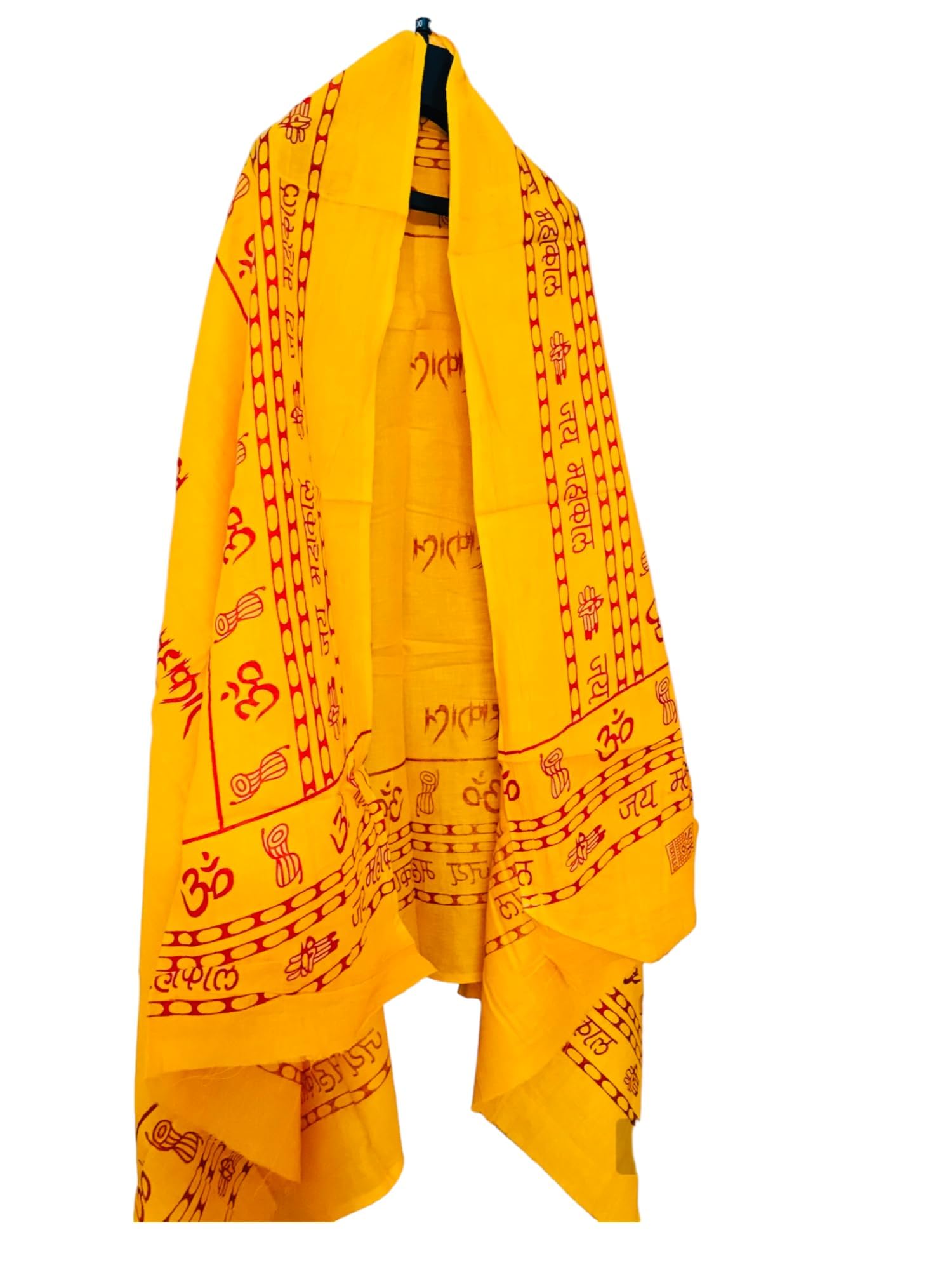 Desi Legacy Mahakal Cotton Gamcha – 180x91 cm Orange Towel with 'Jay Mahakal' & Om Print – 200 GSM Religious Cloth for Puja, Face & Hand Use – Unisex Spiritual Wrap-image-3