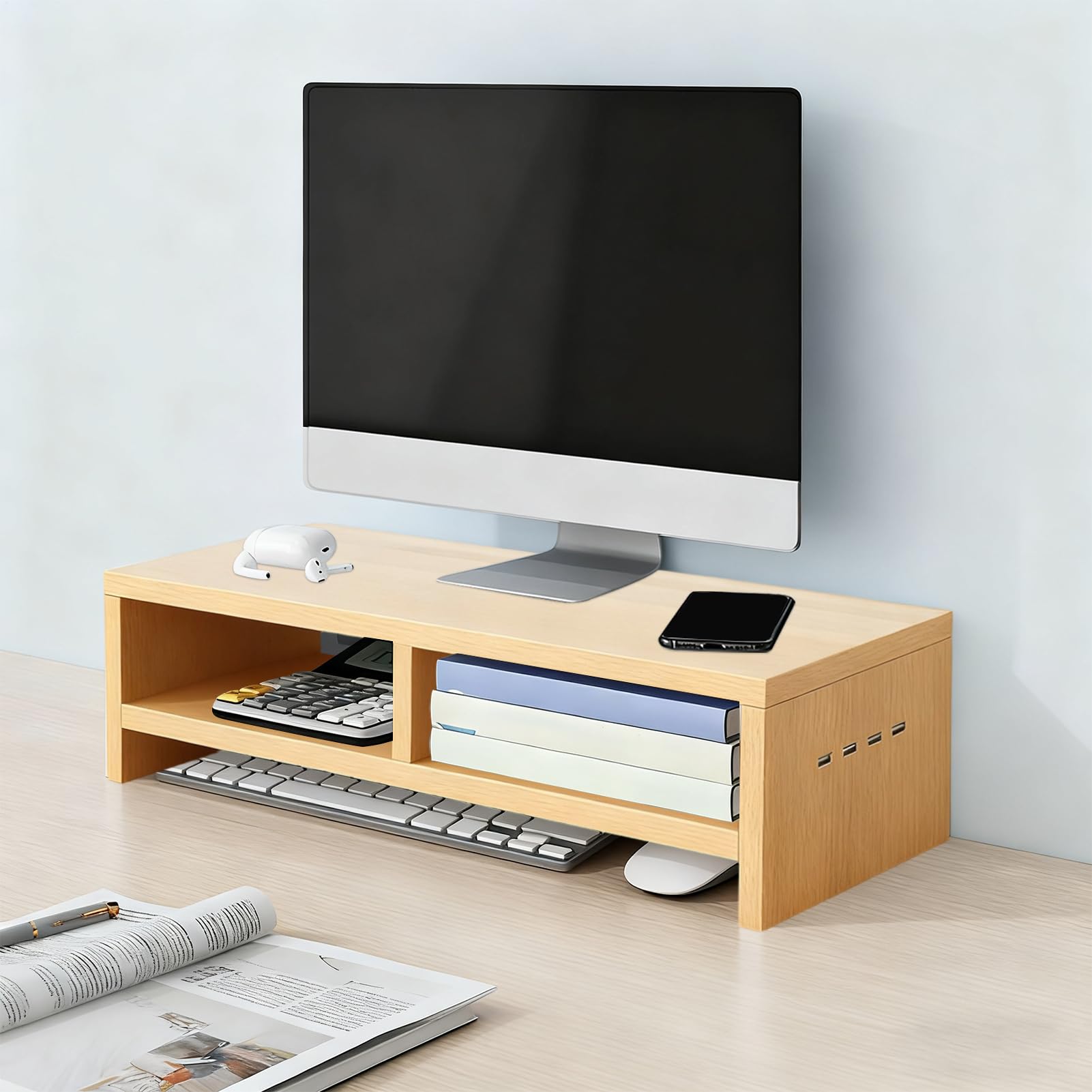 Podstawka Pod Monitor 2-warstwowy Organizer Biurkowy | Podwyższacze Komputerowe i Podstawka Na Laptopa dla Laptopa Domowego Biura Nauki Pracy Akademika Pokoju Zabaw Kolegium