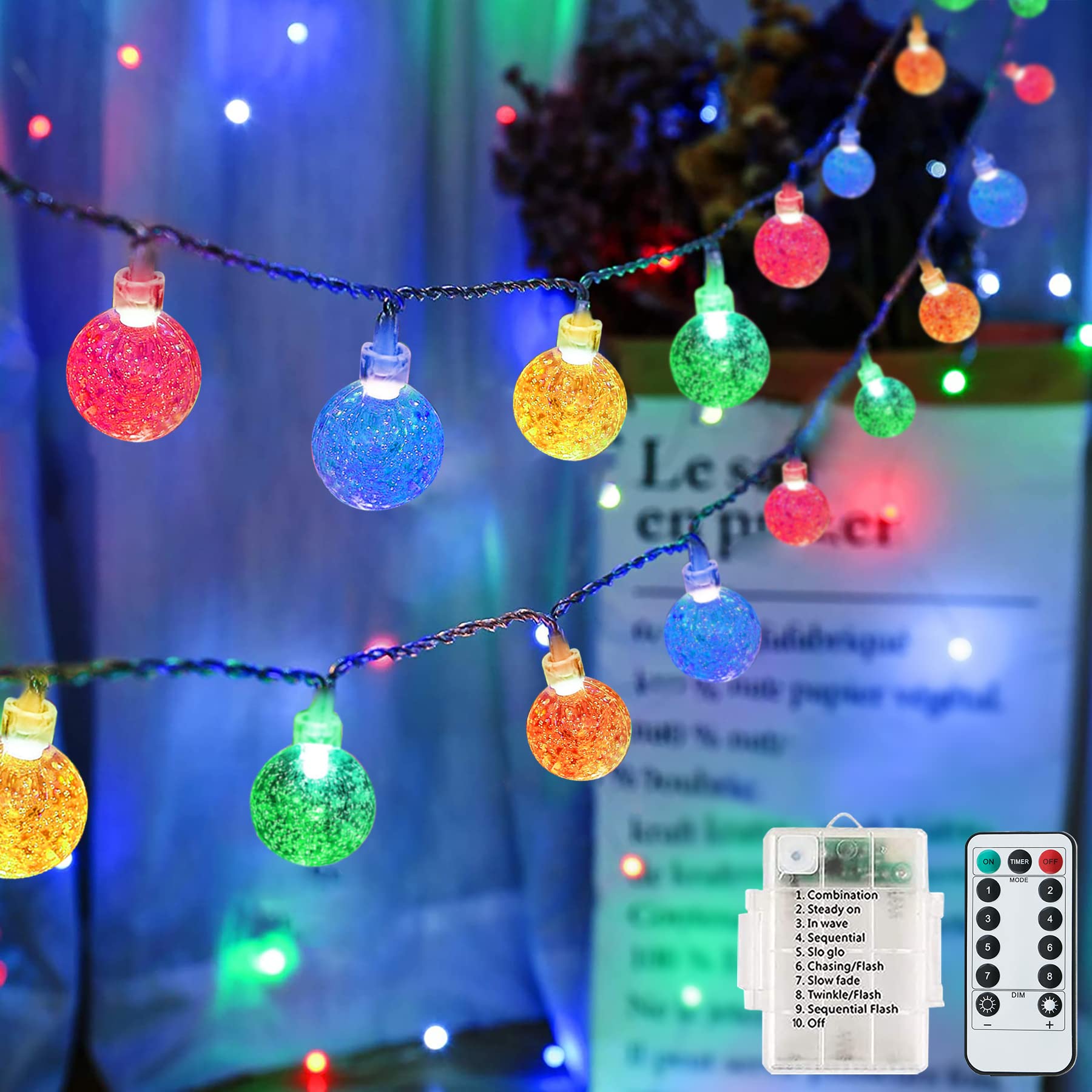 Ligarko Fairy Lights Battery Powered，7M/23ft 60LED Indoor Outdoor String Lights, 8 Mode with Remote Control Timer for Garden, Wedding, Party, Christmas Decoration (Multi-Coloured) (BL-LED-60-QPQ)